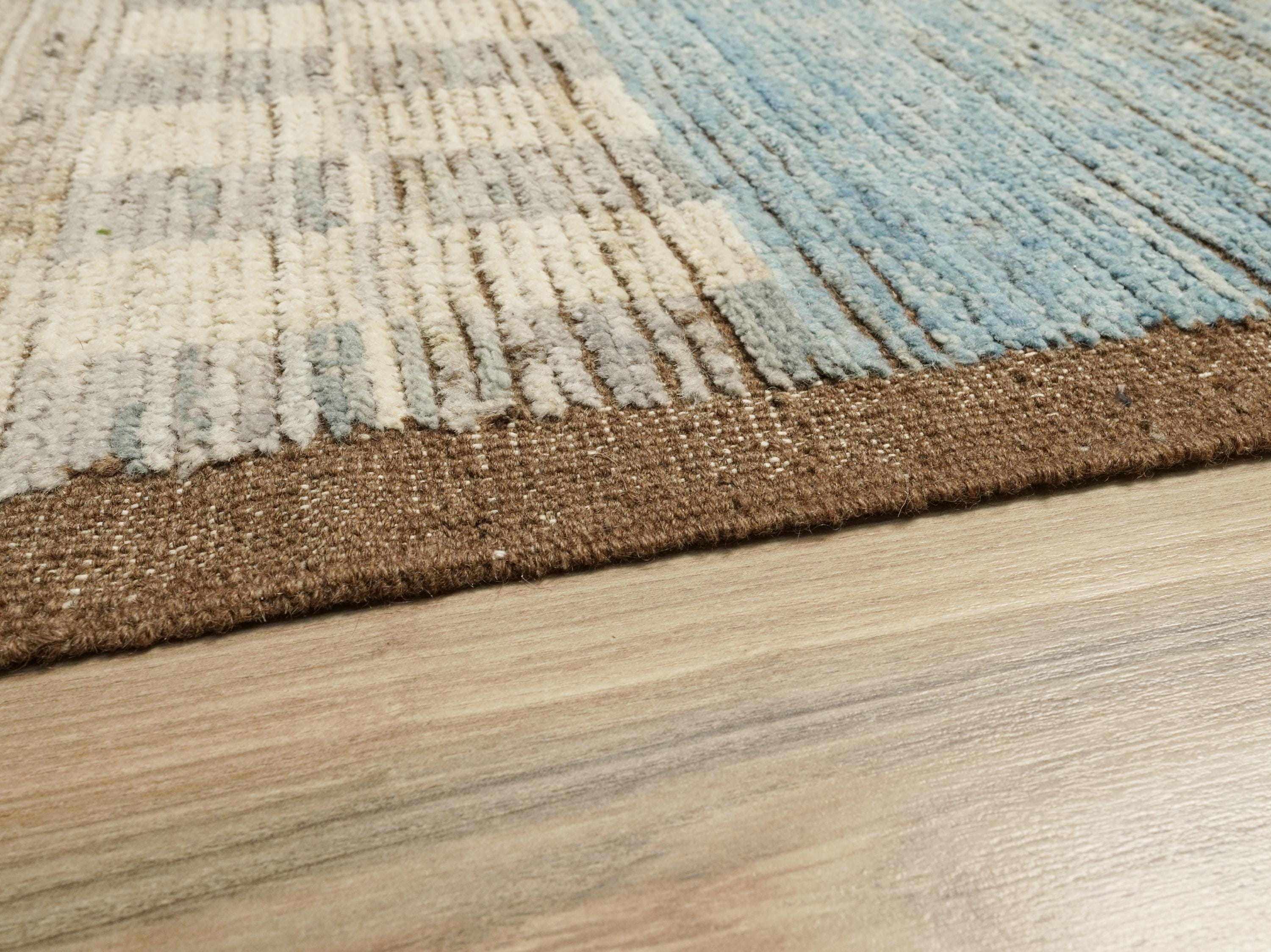 9x12 Ft Blue Moroccan Wool Rug - Hand Knotted Area Rug