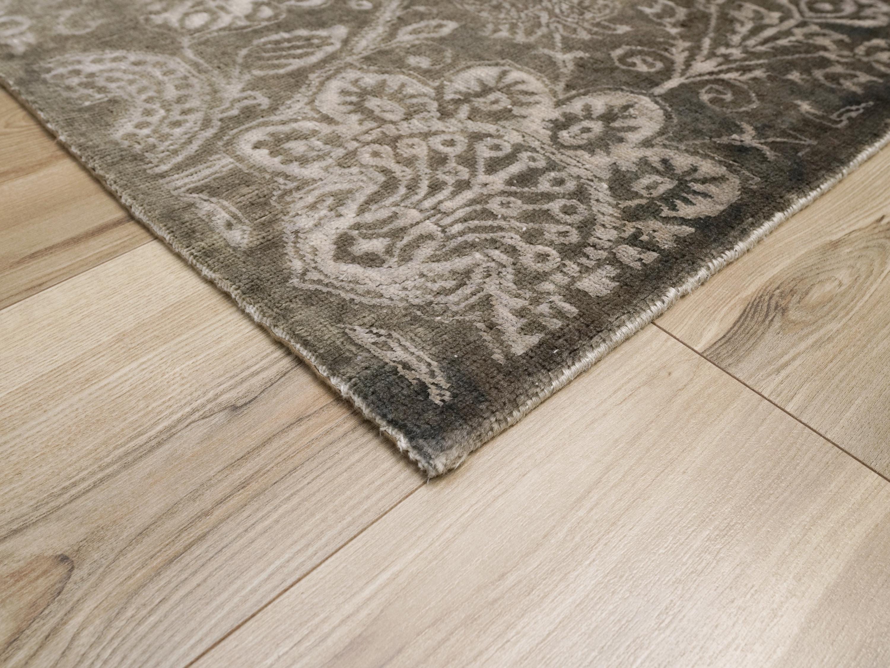 4x6 Ft Gray Gabbeh Rug - Afghan Wool Floral Rug