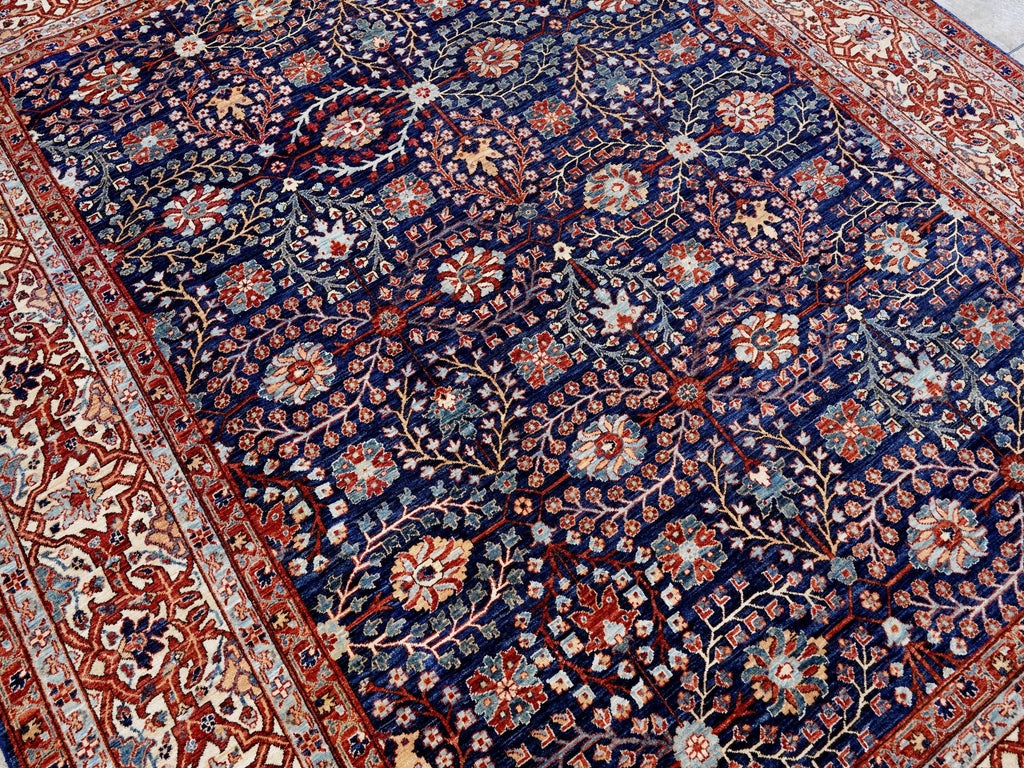 8x10 Ft Blue Bidjar Rug - Traditional Hand Knotted Rug - Persian Floral Design