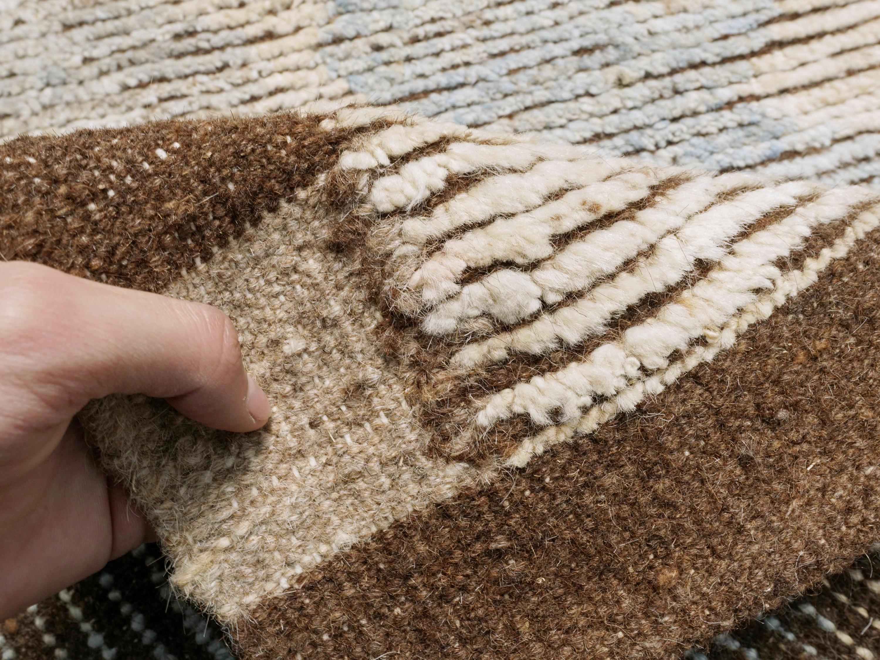 6x9 Ft Blue & Brown Moroccan Rug - Hand Knotted Afghan Rug