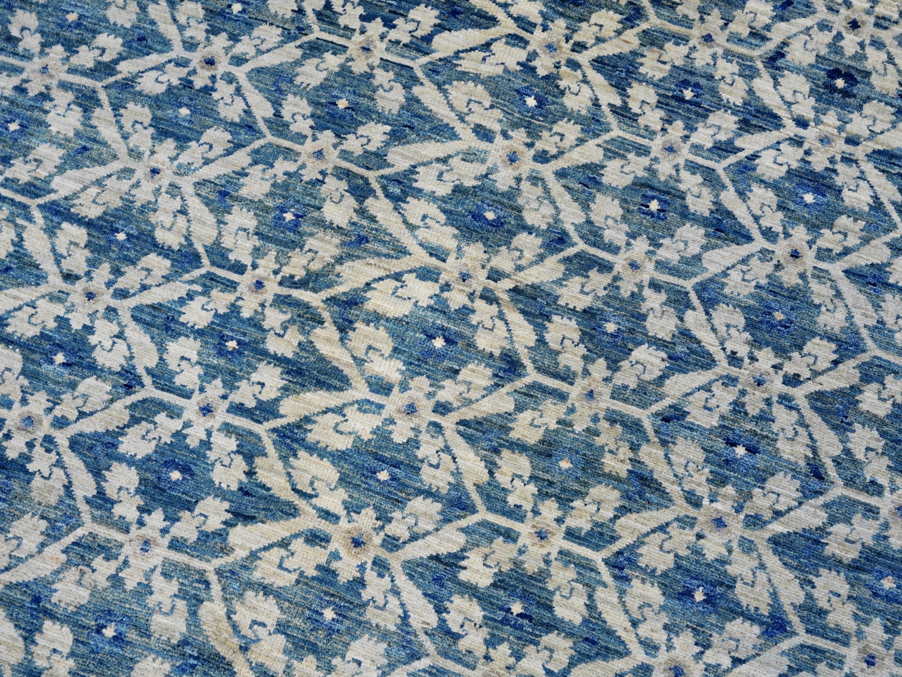 6x9 Ft Blue Serapi Rug - Traditional Wool Rug - All Over Design