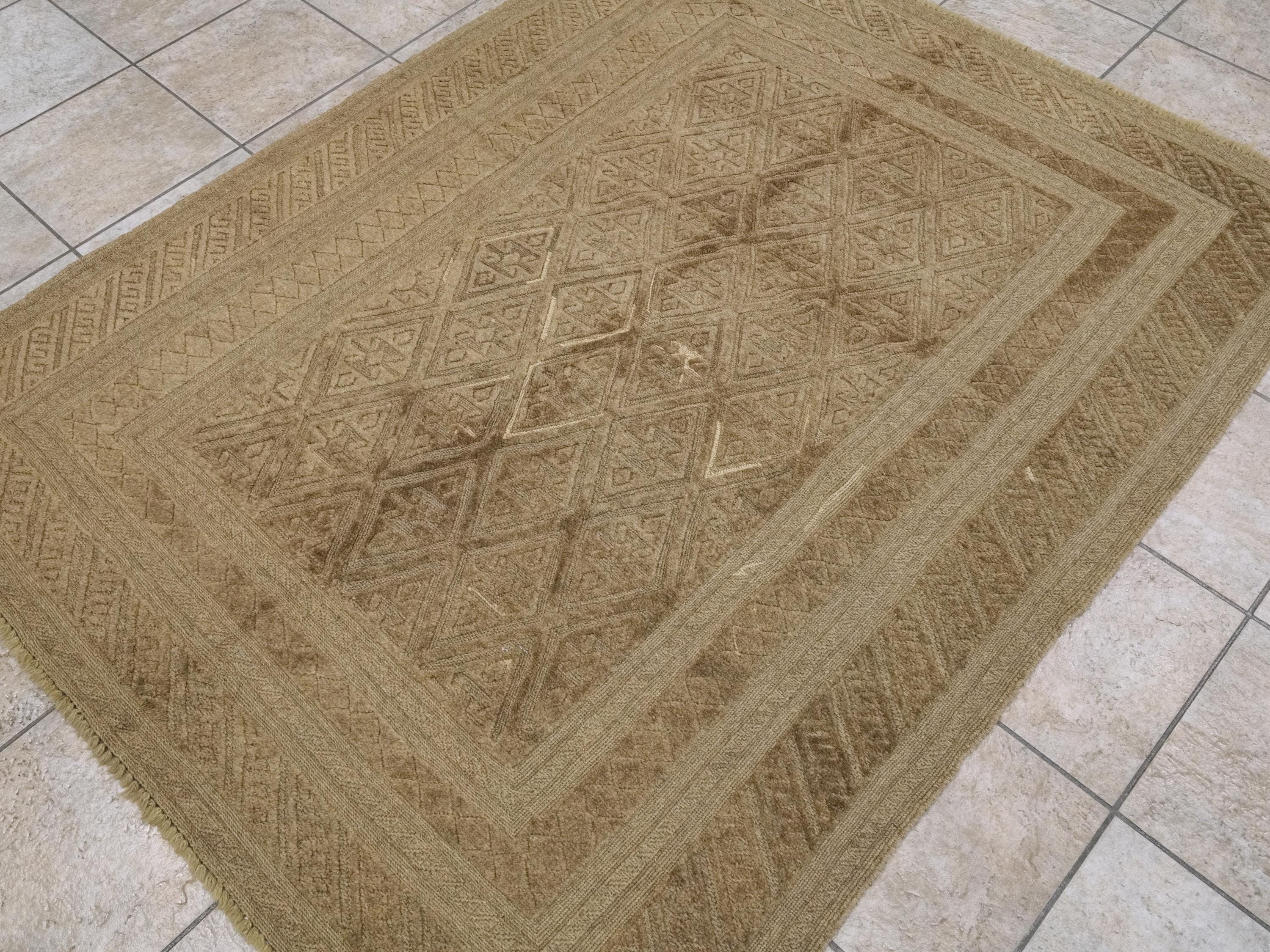 5x6 FT Vintage Hand Knotted Wool Kilim Rug - Brown Tribal Area Rug