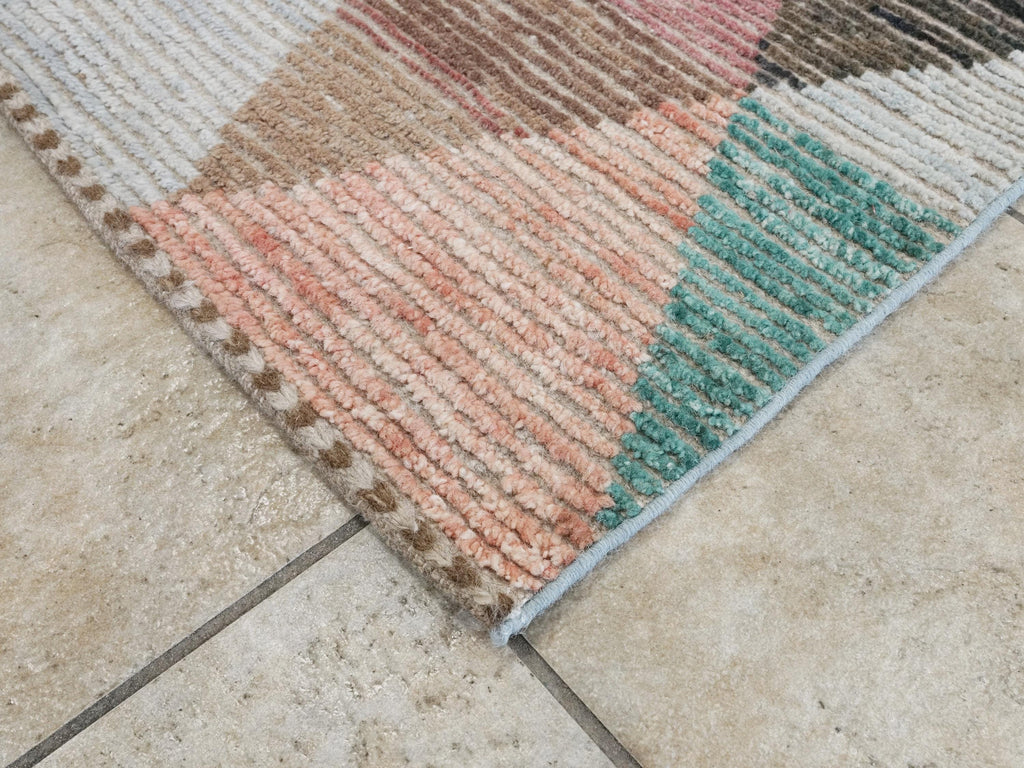 7x10 Ft Colorful Moroccan Wool Rug - Hand Knotted Afghan Rug