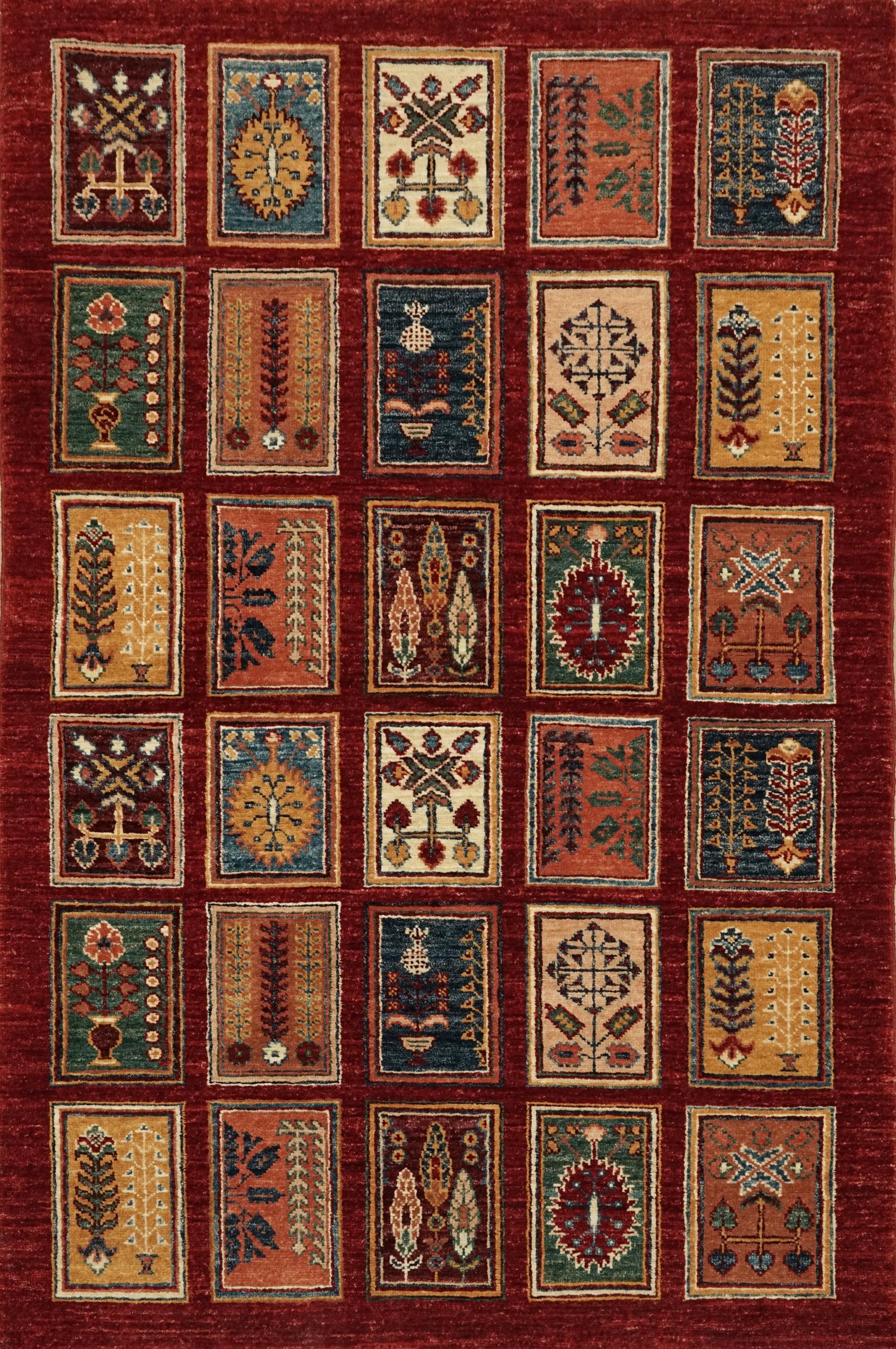3x5 Ft Red Heriz Rug - Handmade Afghan Area Rug - Garden Design