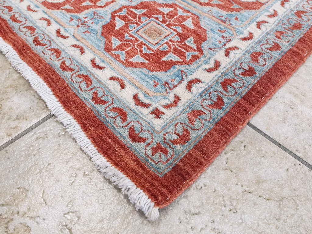6x8 Ft Red & Beige Mamluk Rug - Hand Knotted Oriental Rug - Traditional Design