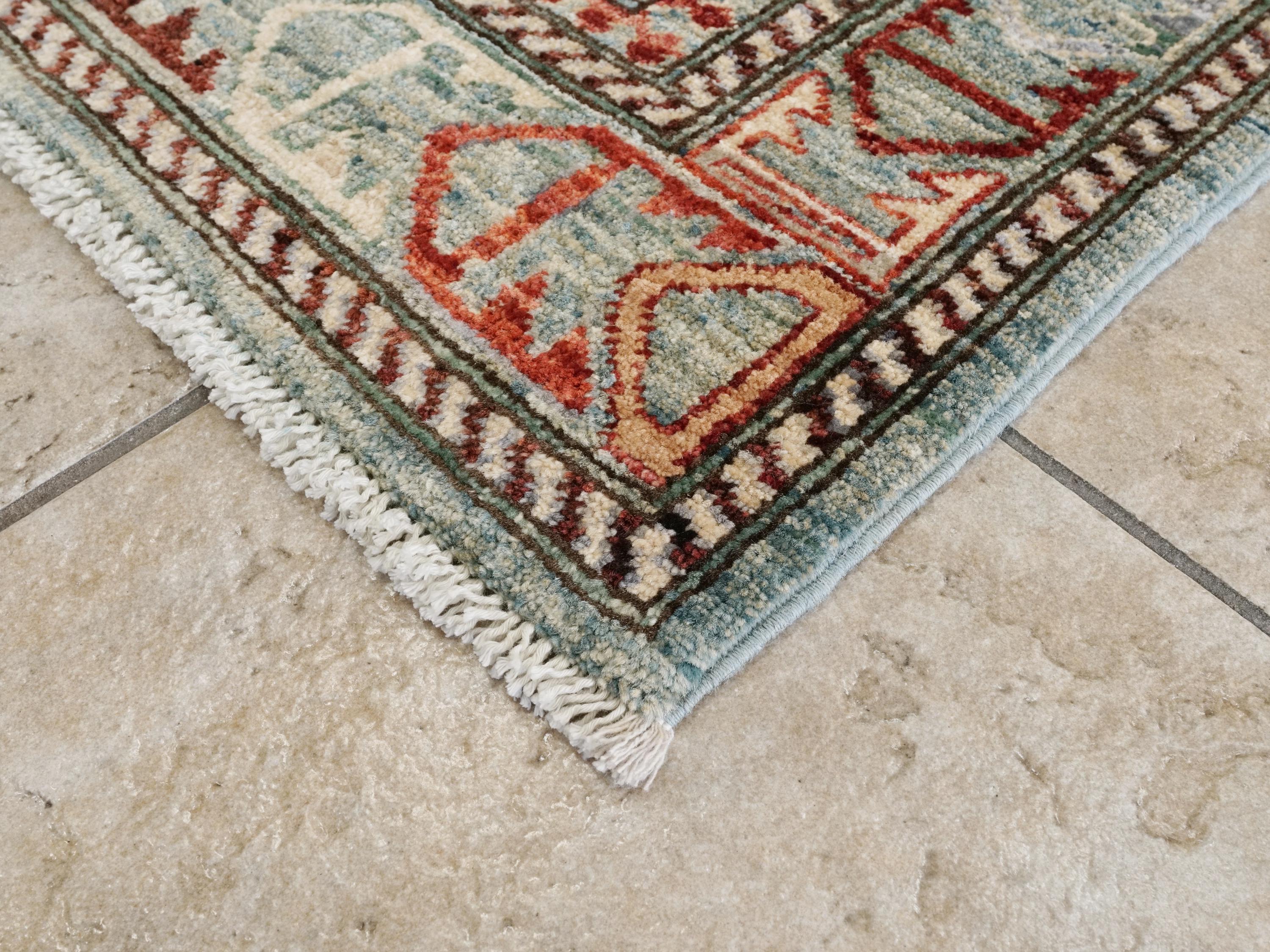 6x9 Ft Light Green Heriz Rug - Traditional Afghan Wool Rug
