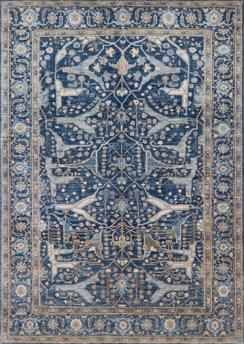 6x9 FT Hand Knotted Blue Serapi Wool Rug - Oriental Area Rug