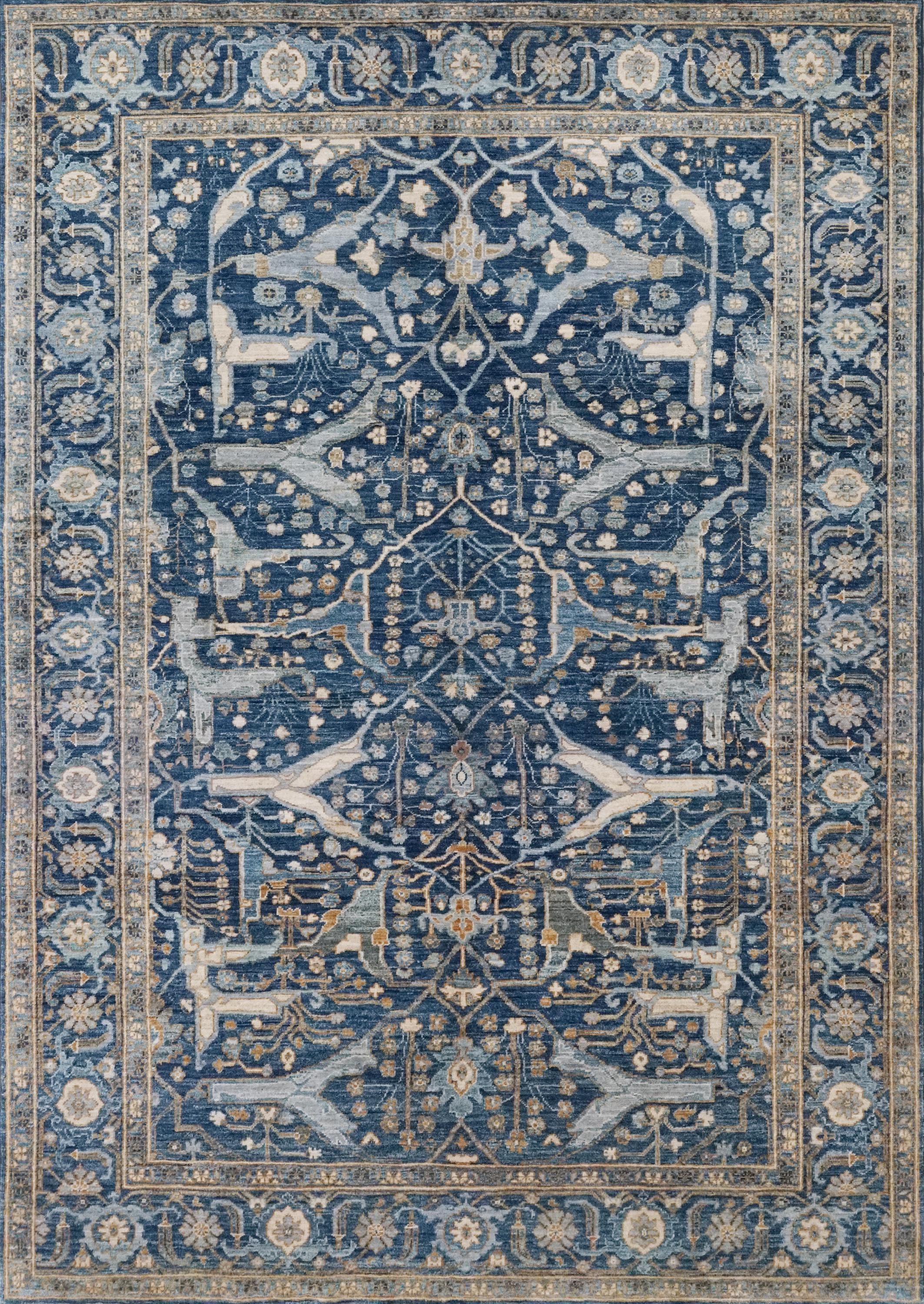 6x9 FT Hand Knotted Blue Serapi Wool Rug - Oriental Area Rug
