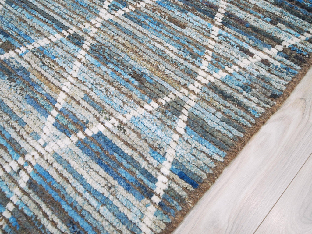 4x6 Ft Hand Knotted Blue Moroccan Rug - Small Wool Rug