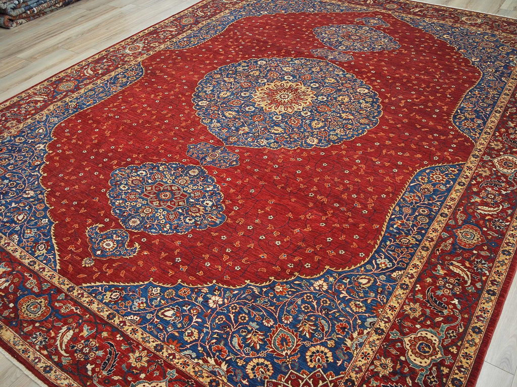 10x14 Ft Red Serapi Rug - Hand Knotted Wool Medallion Rug
