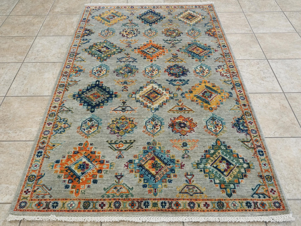 4x6 Ft Hand Knotted Gray Heriz Rug - Wool Persian Rug