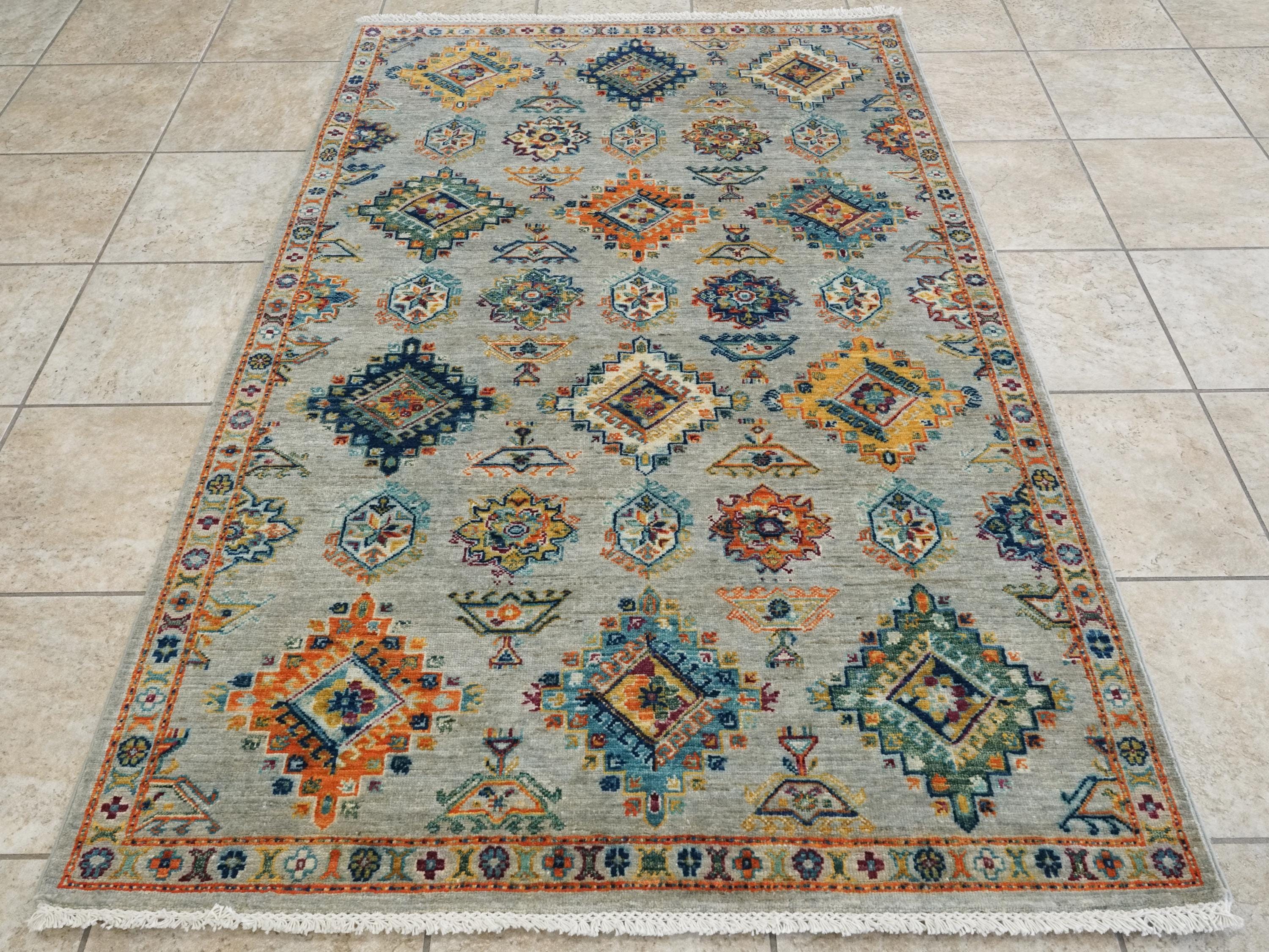 4x6 Ft Hand Knotted Gray Heriz Rug - Wool Persian Rug