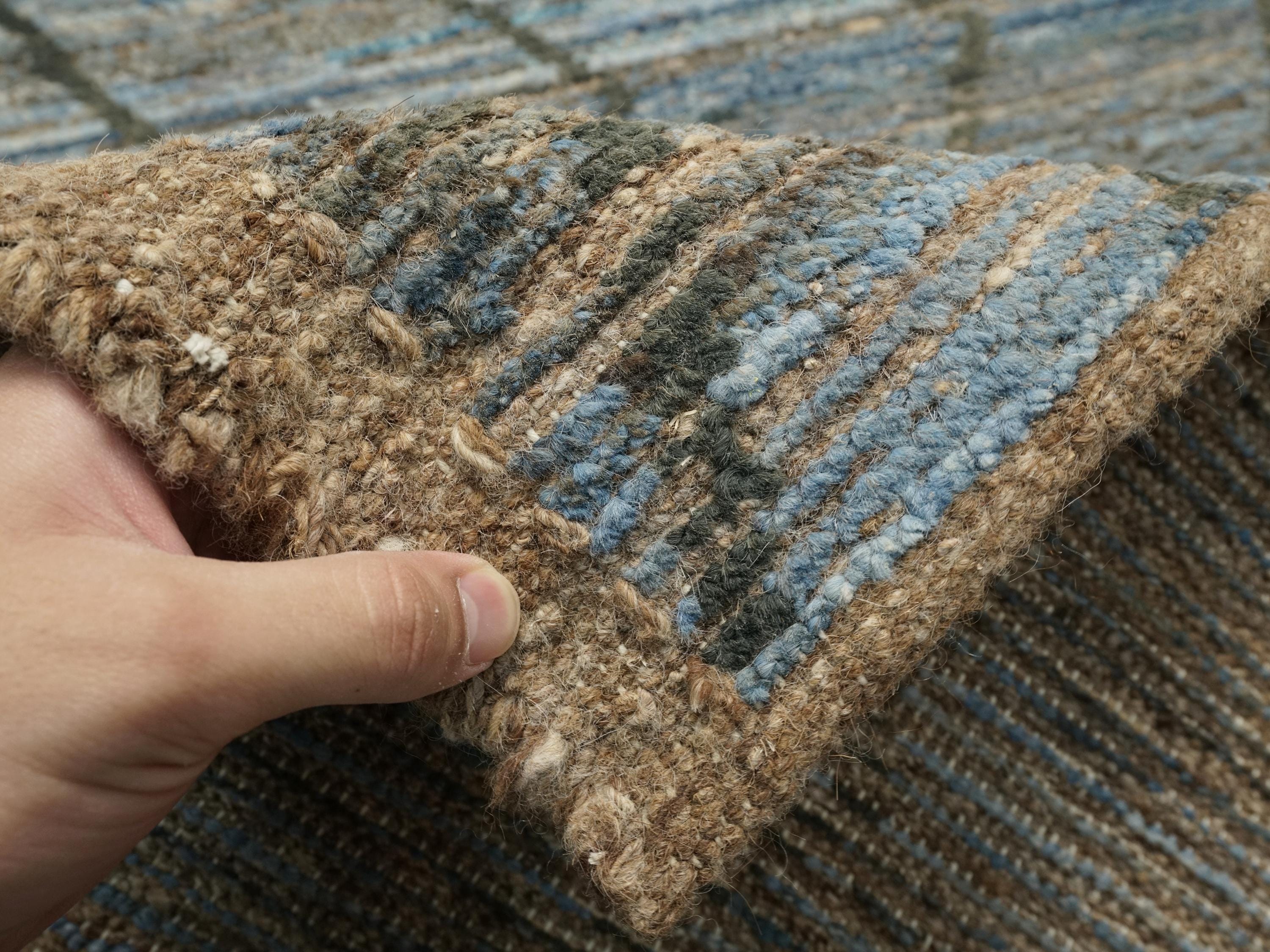 10 Ft Blue Moroccan Runner Rug - Afghan Handmade Wool Rug