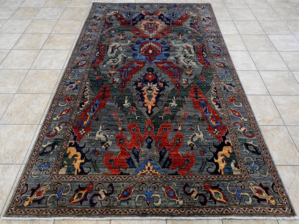 6x9 Ft Dark Gray Serapi Rug - Traditional Persian Style Wool Rug