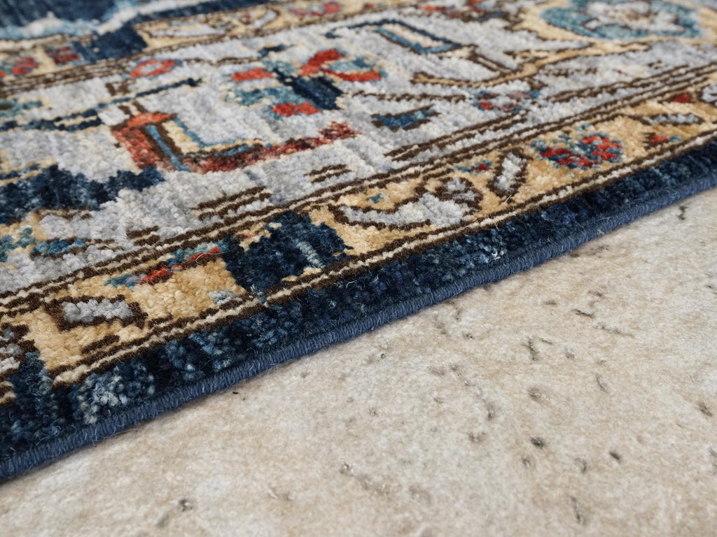 6x9 Ft Blue Serapi Rug - Hand Knotted Afghan Area Rug
