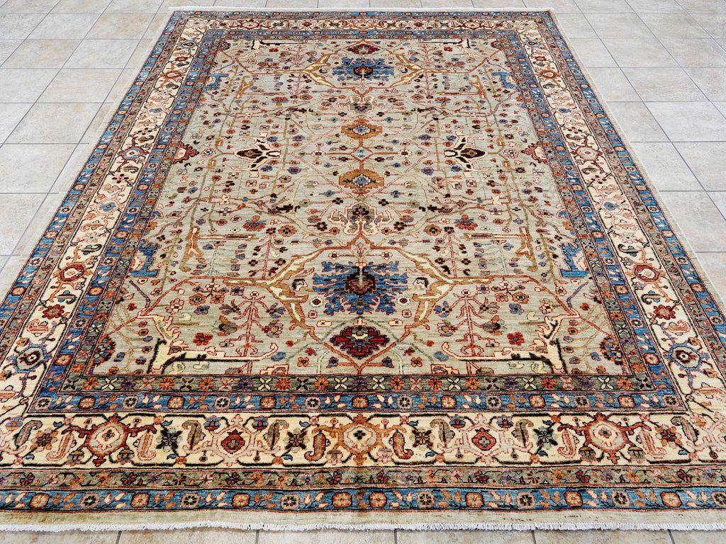 8x10 Ft Beige & Gray Bidjar Rug - Hand Knotted Wool Oriental Rug