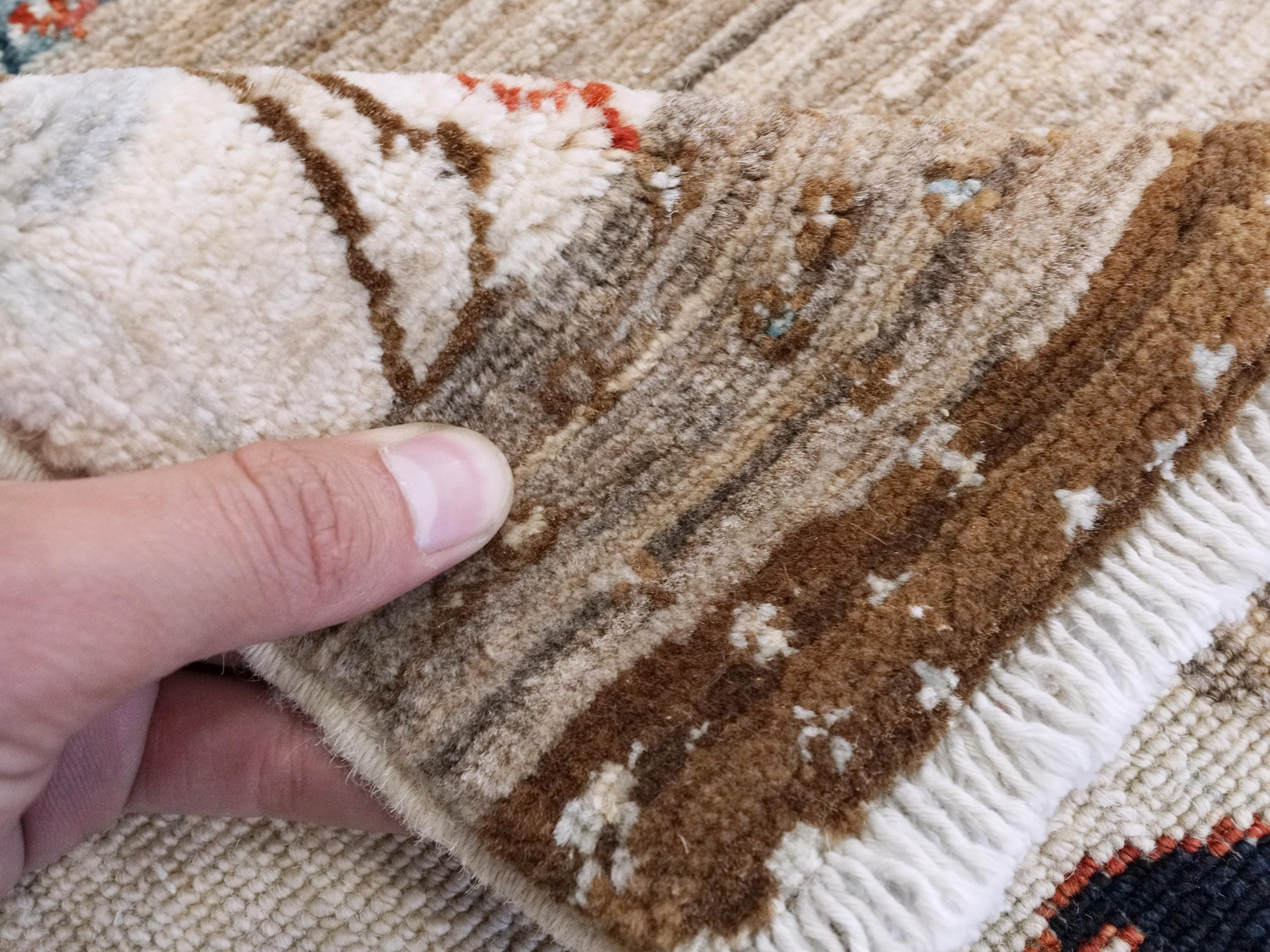 6x9 Ft Beige Landscape Rug - Hand Knotted Oriental Rug