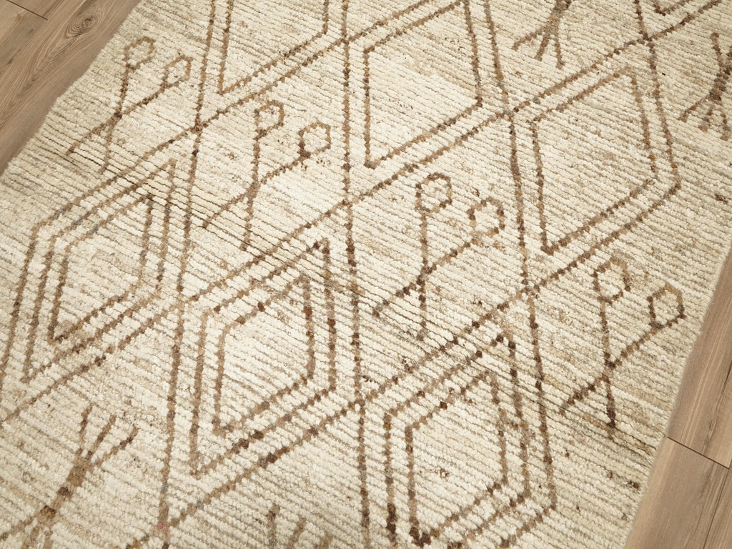 16 Ft Beige Moroccan Runner Rug - Afghan Wool Hallway Rug