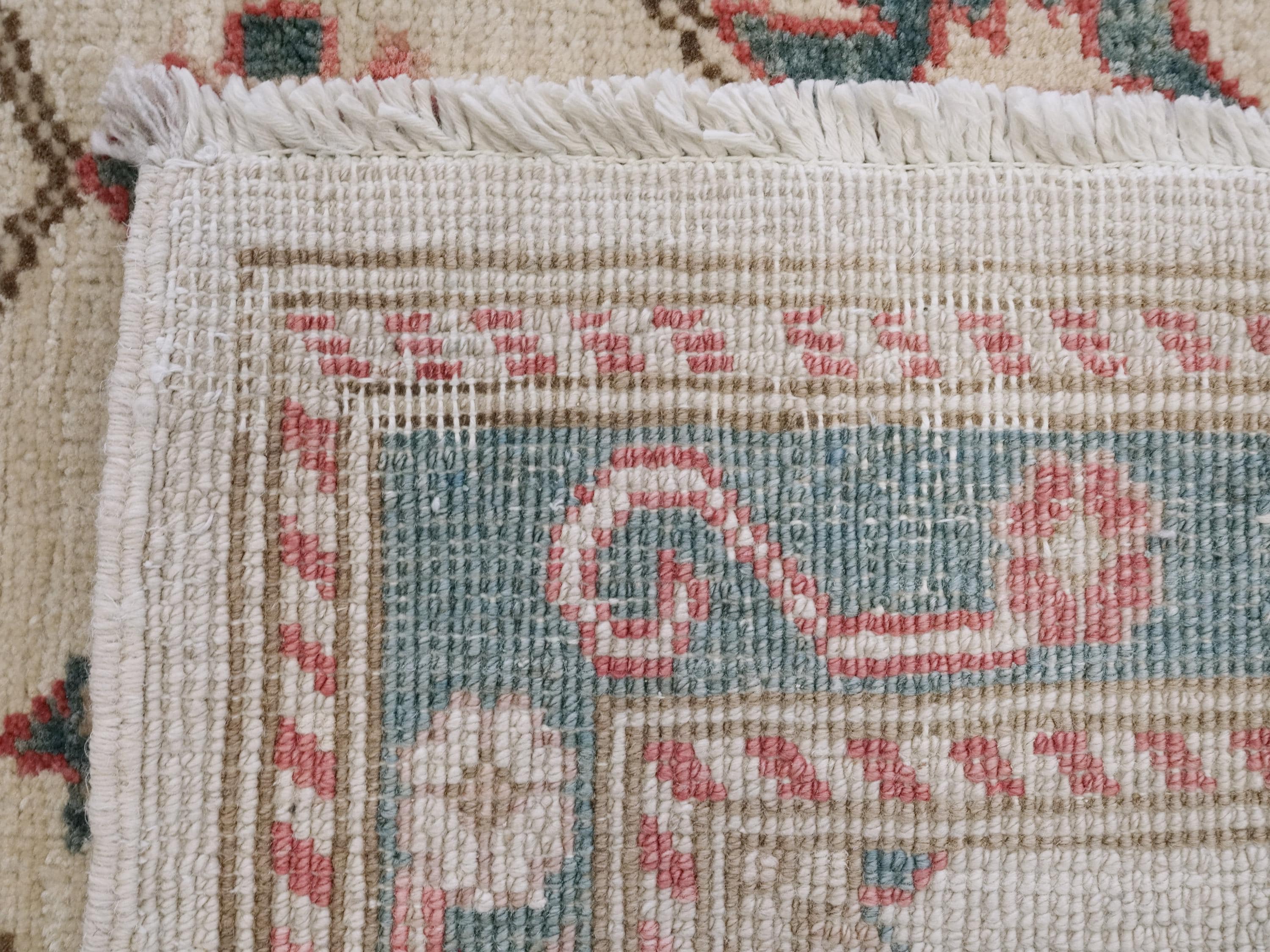 3x5 Ft Beige & Green Serapi Rug - Oriental Wool Rug - Floral Design
