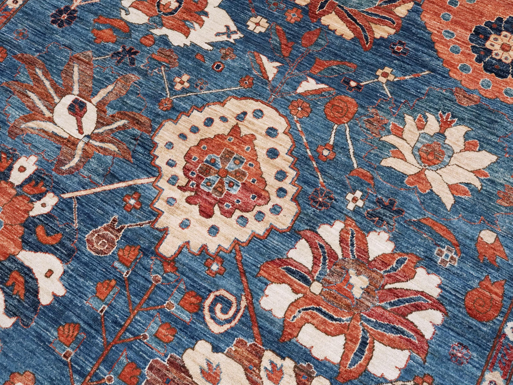 6x9 Ft Blue Serapi Rug - Oriental Area Rug - Allover Floral Design