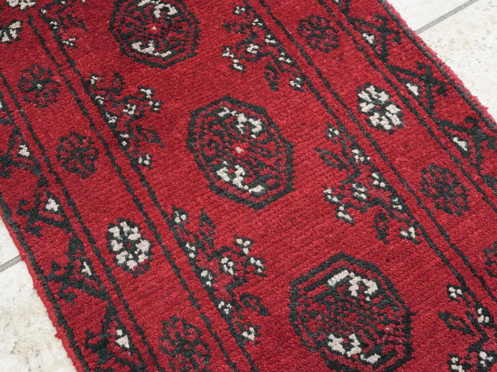 2x3 Ft Red Ersari Rug - Hand Knotted Afghan Wool Rug