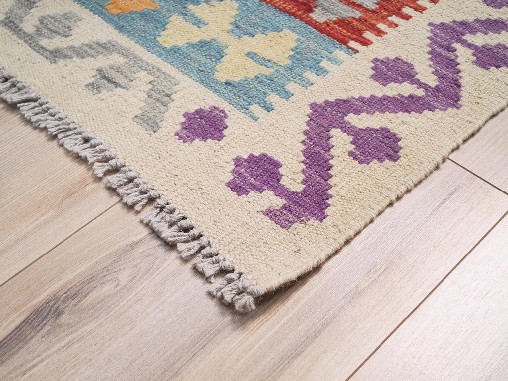 7x10 Ft Purple Kilim Rug - Flat Weave Afghan Rug