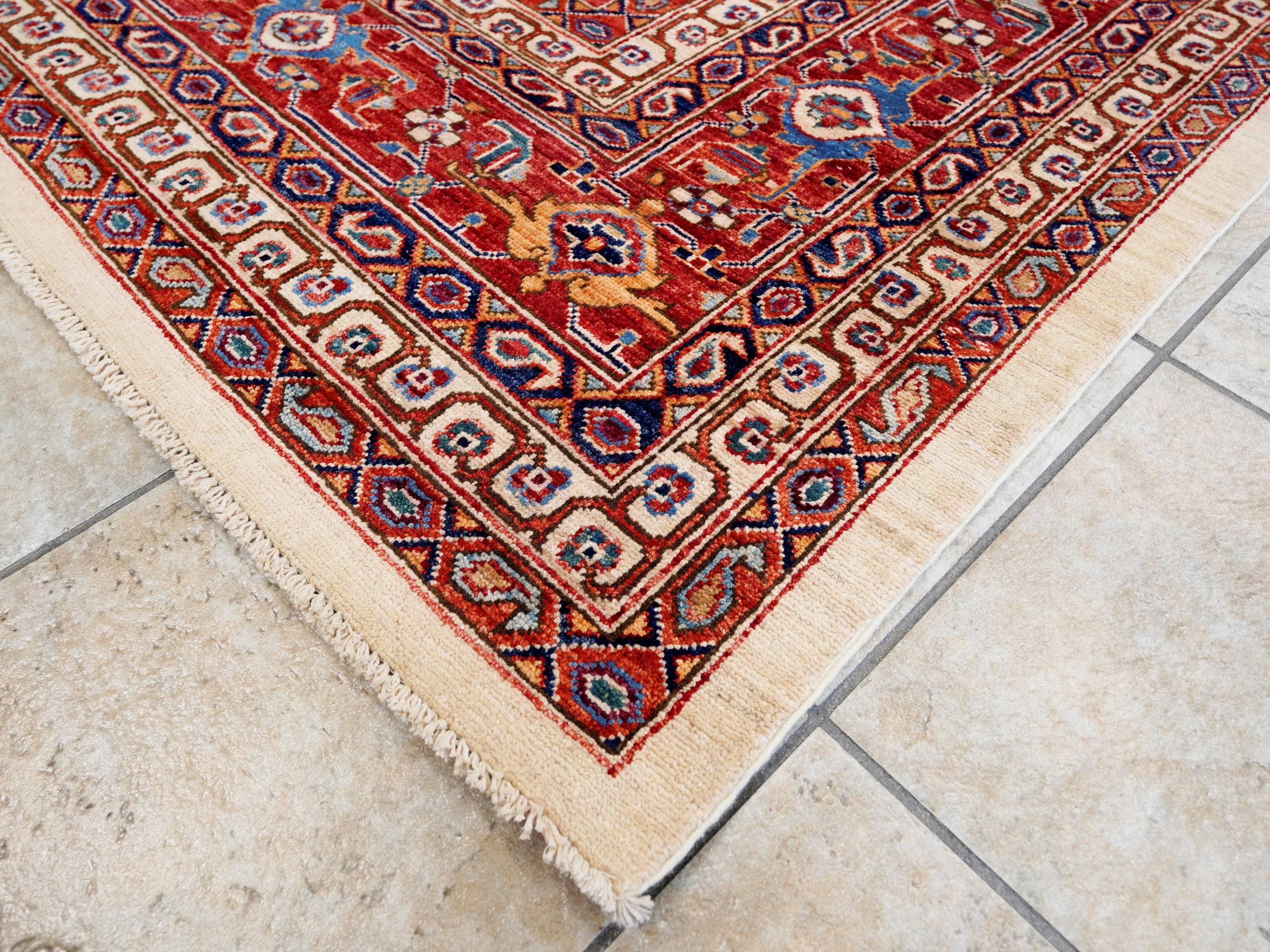 12x15 Ft Hand Knotted Red Heriz Rug - Traditional Oriental Area Rug