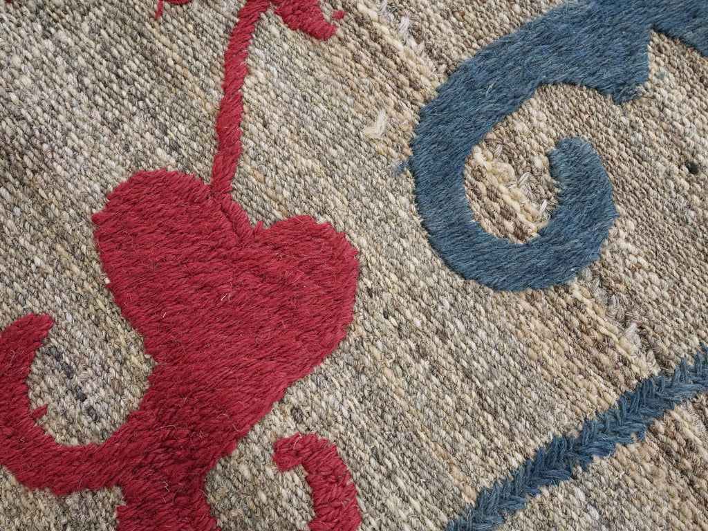 4'6x7'2 Ft Vintage Suzani Kilim Rug - Hand Knotted Wool - Tribal Flatweave