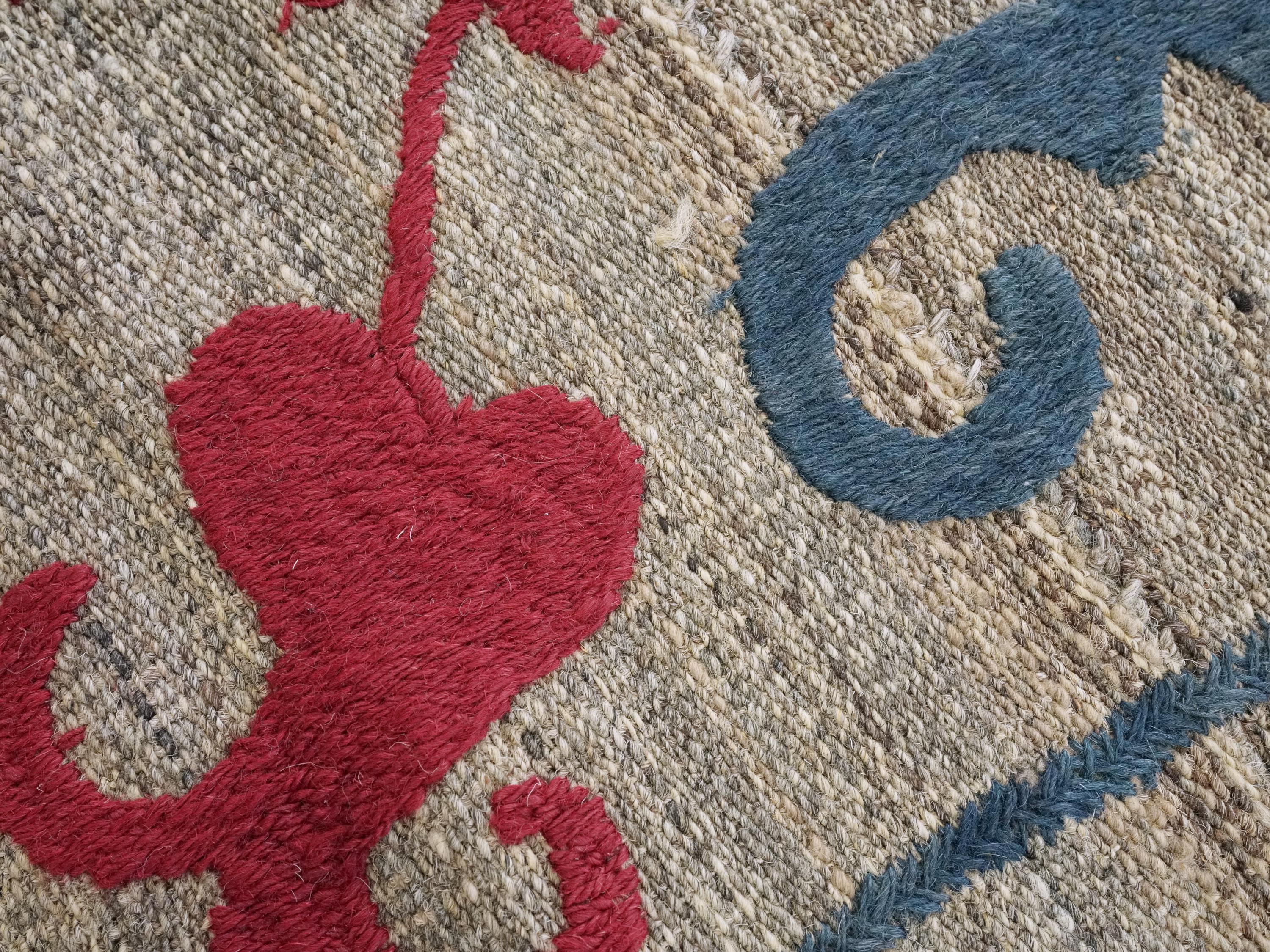 4'6x7'2 Ft Vintage Suzani Kilim Rug - Hand Knotted Wool - Tribal Flatweave