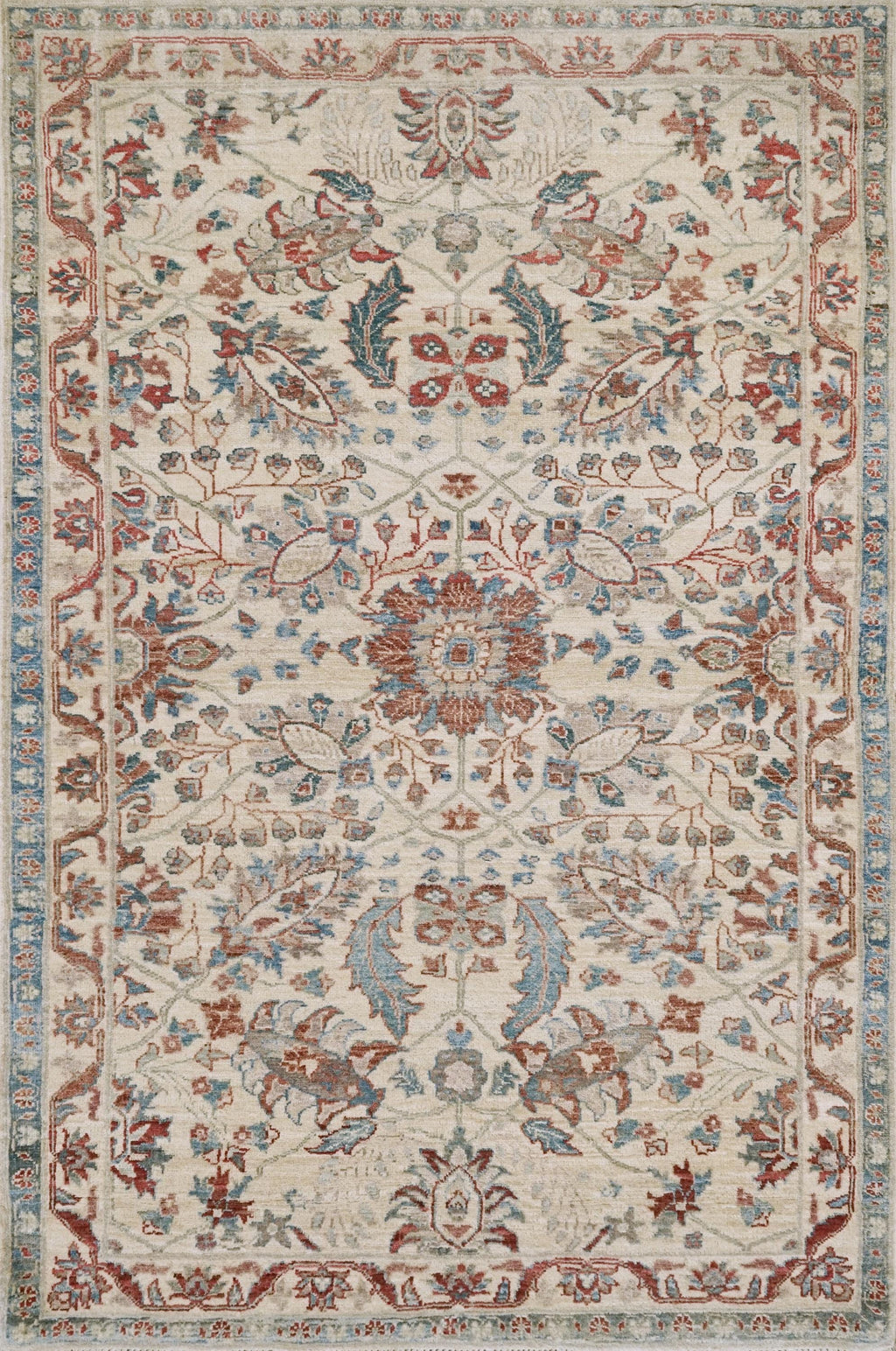 3x5 Ft Handmade Afghan Serapi Rug - White Vintage Wool Area Rug