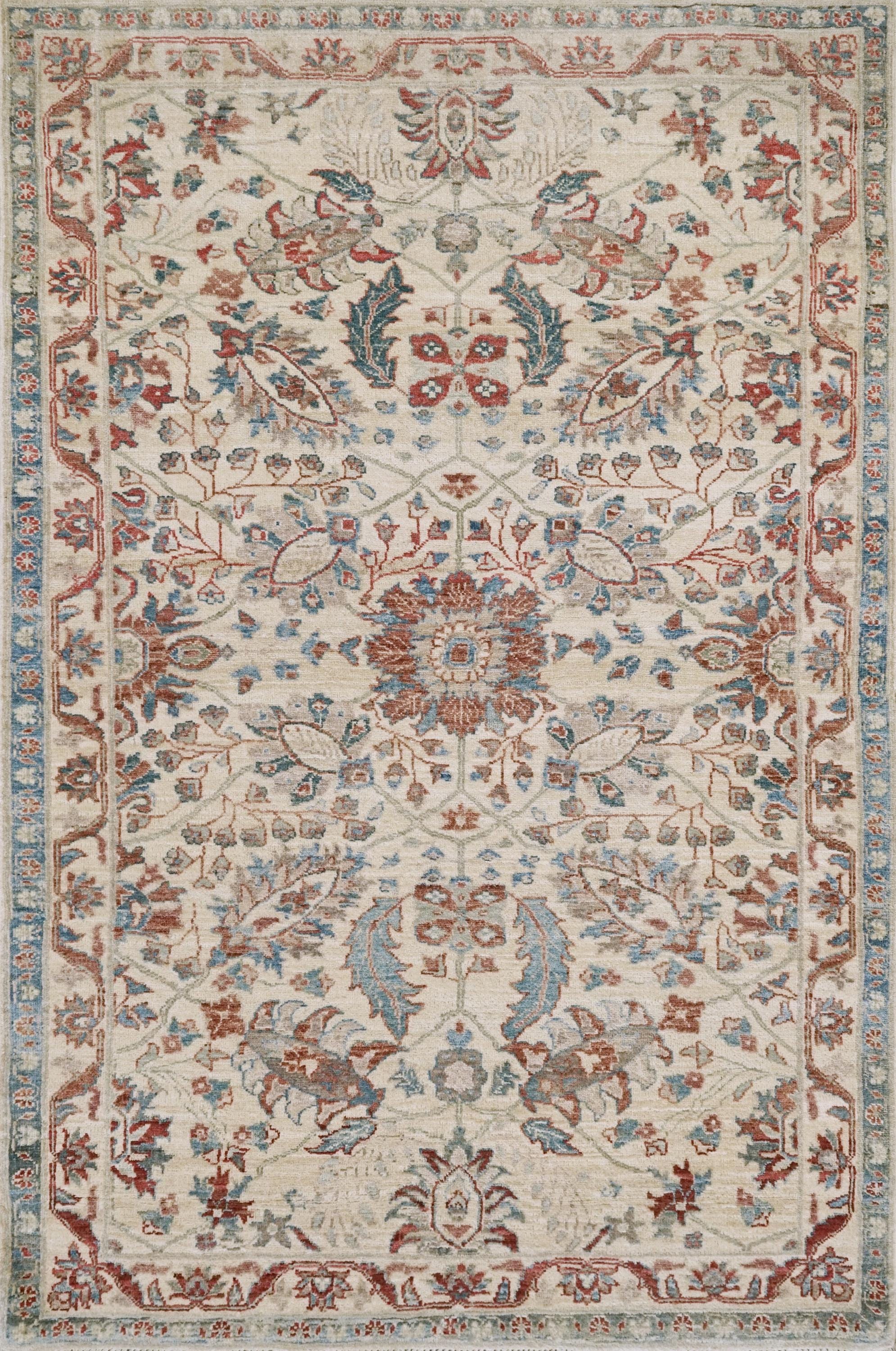 3x5 Ft Handmade Afghan Serapi Rug - White Vintage Wool Area Rug