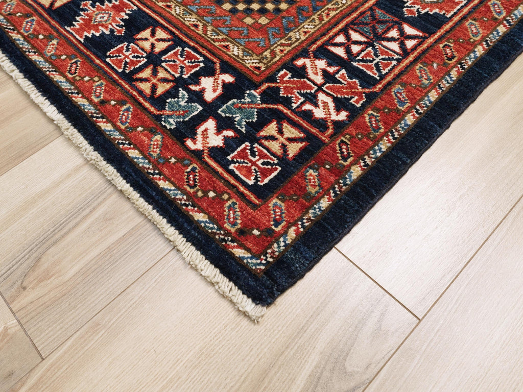 6x9 Ft Blue Heriz Rug - Hand Knotted Afghan Wool Rug