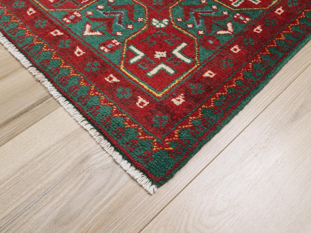 5x7 Ft Red Ersari Rug - Hand Knotted Afghan Oriental Rug - Turkmen Design