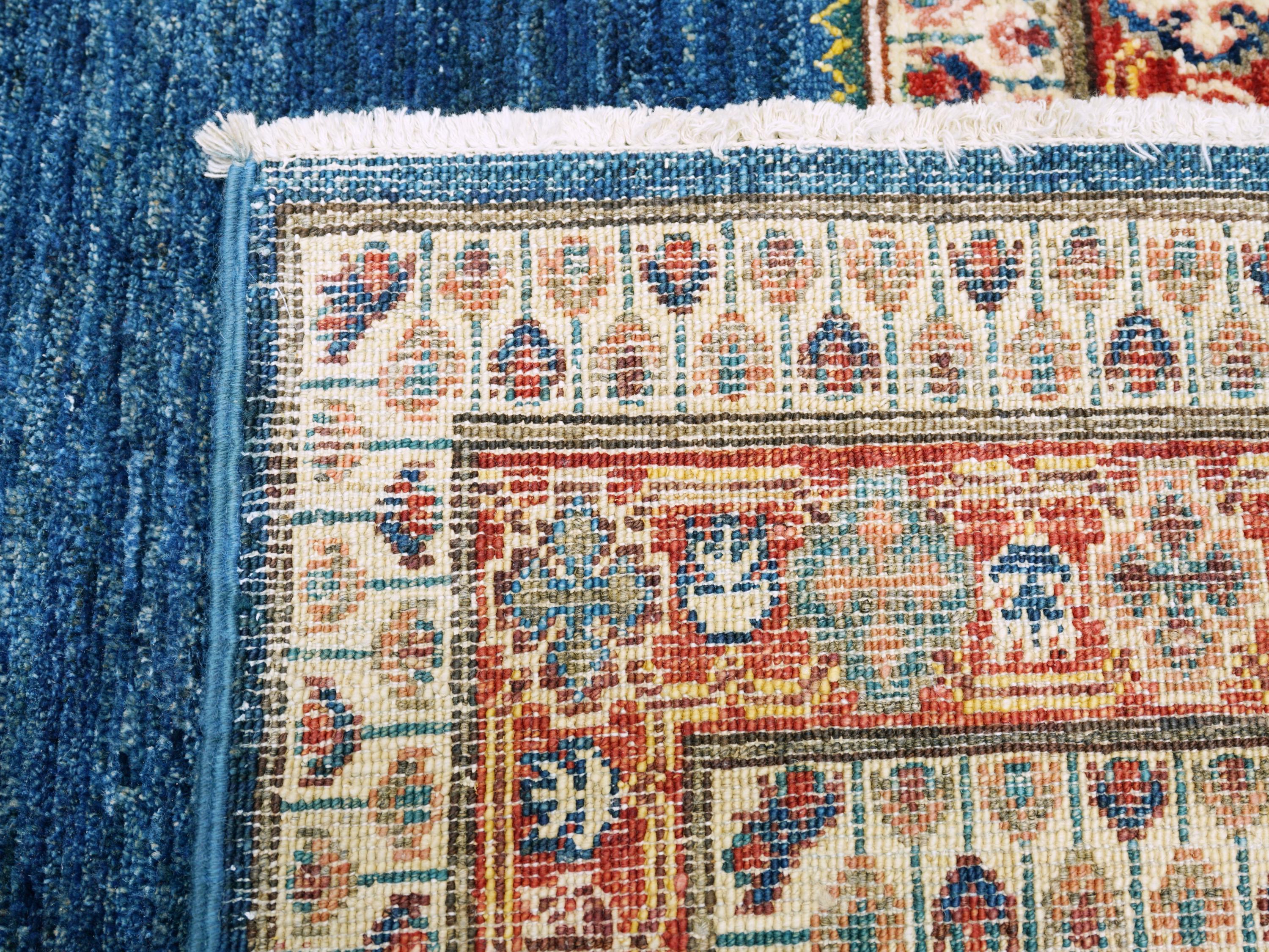6x9 Ft Red & Blue Bidjar Rug - Hand Knotted Oriental Wool Rug