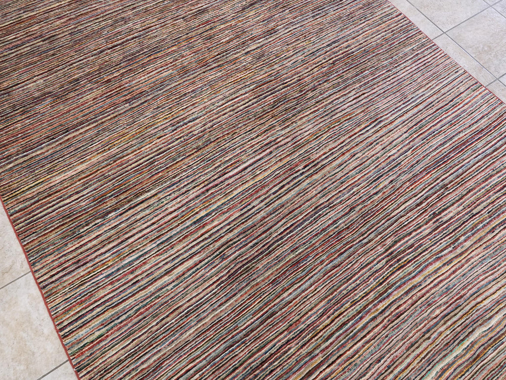 6x9 Ft Multicolor Gabbeh Rug - Afghan Wool Area Rug - Plain Design