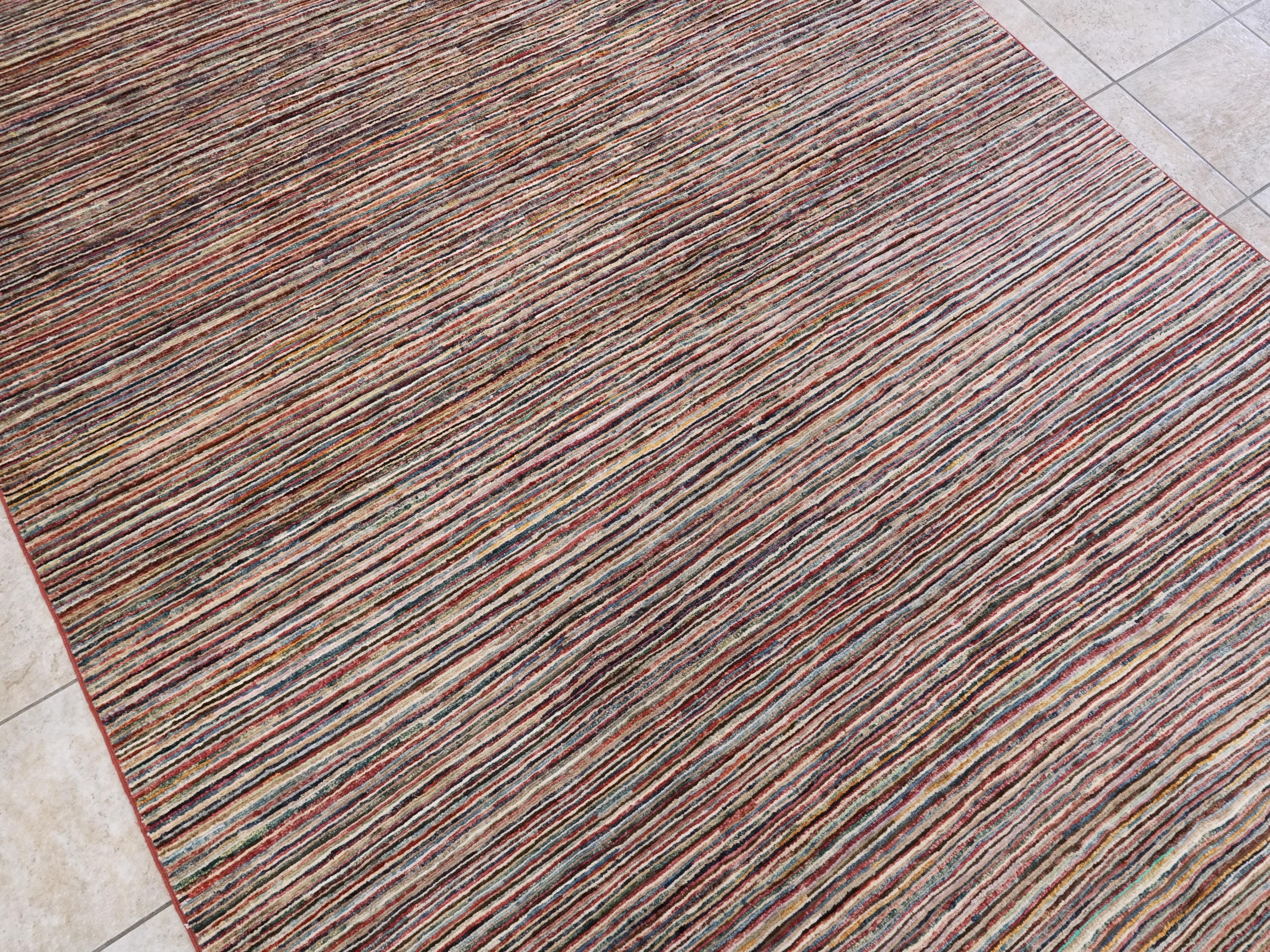 6x9 Ft Multicolor Gabbeh Rug - Afghan Wool Area Rug - Plain Design