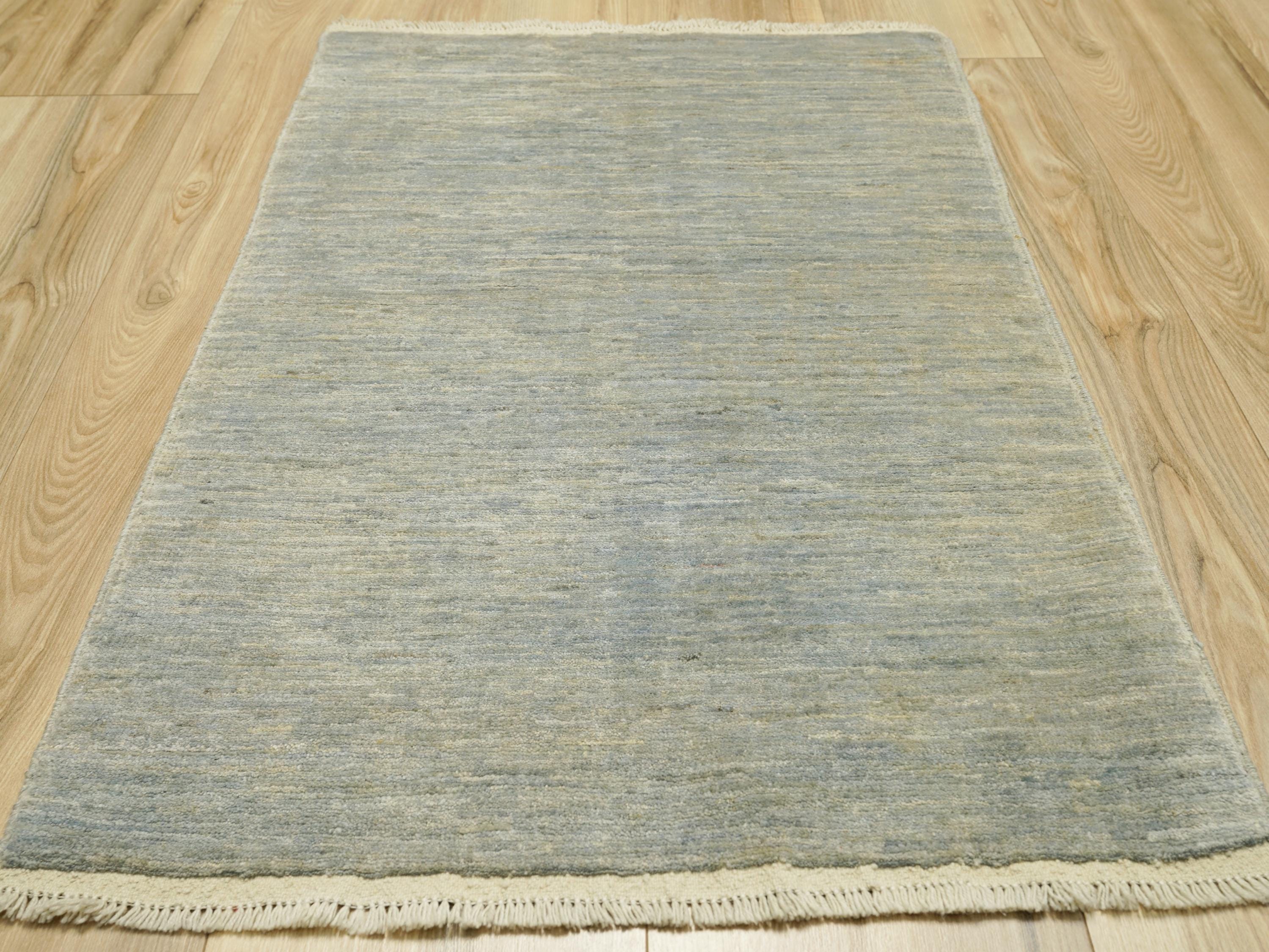 2x3 Ft Light Gray Gabbeh Rug - Afghan Wool Accent Rug