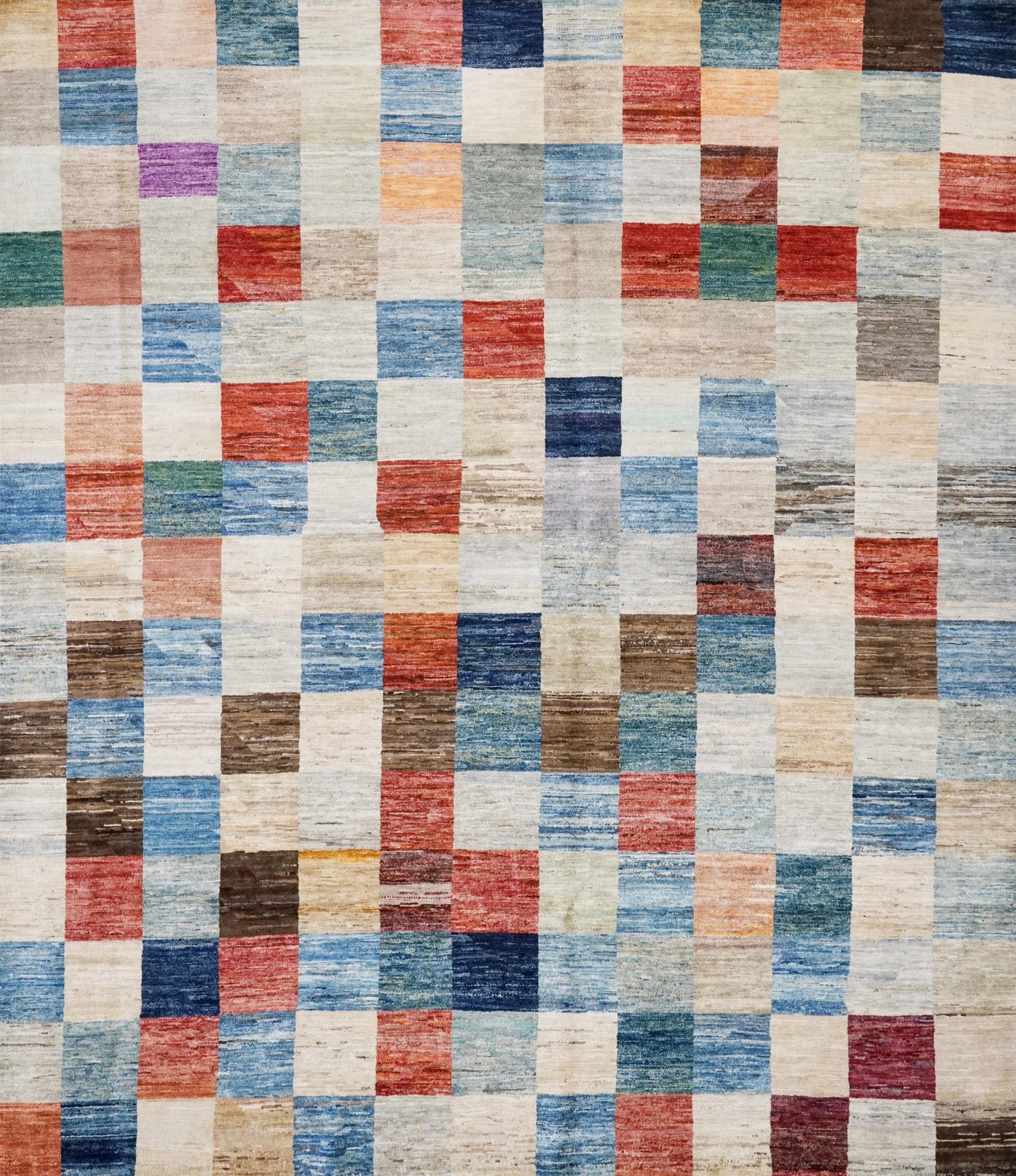 8x10 Ft Hand Knotted Colorful Gabbeh Rug - Geometric Design