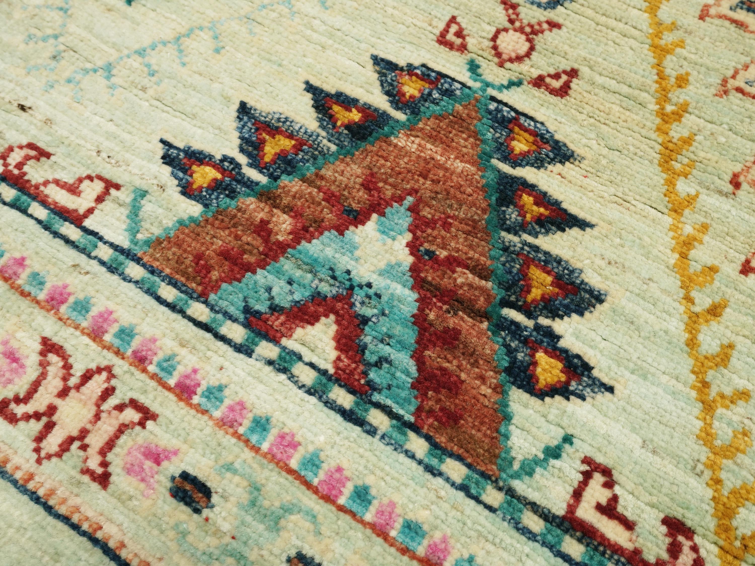3x5 Ft Light Green Khorjin Rug - Handmade Oriental Rug