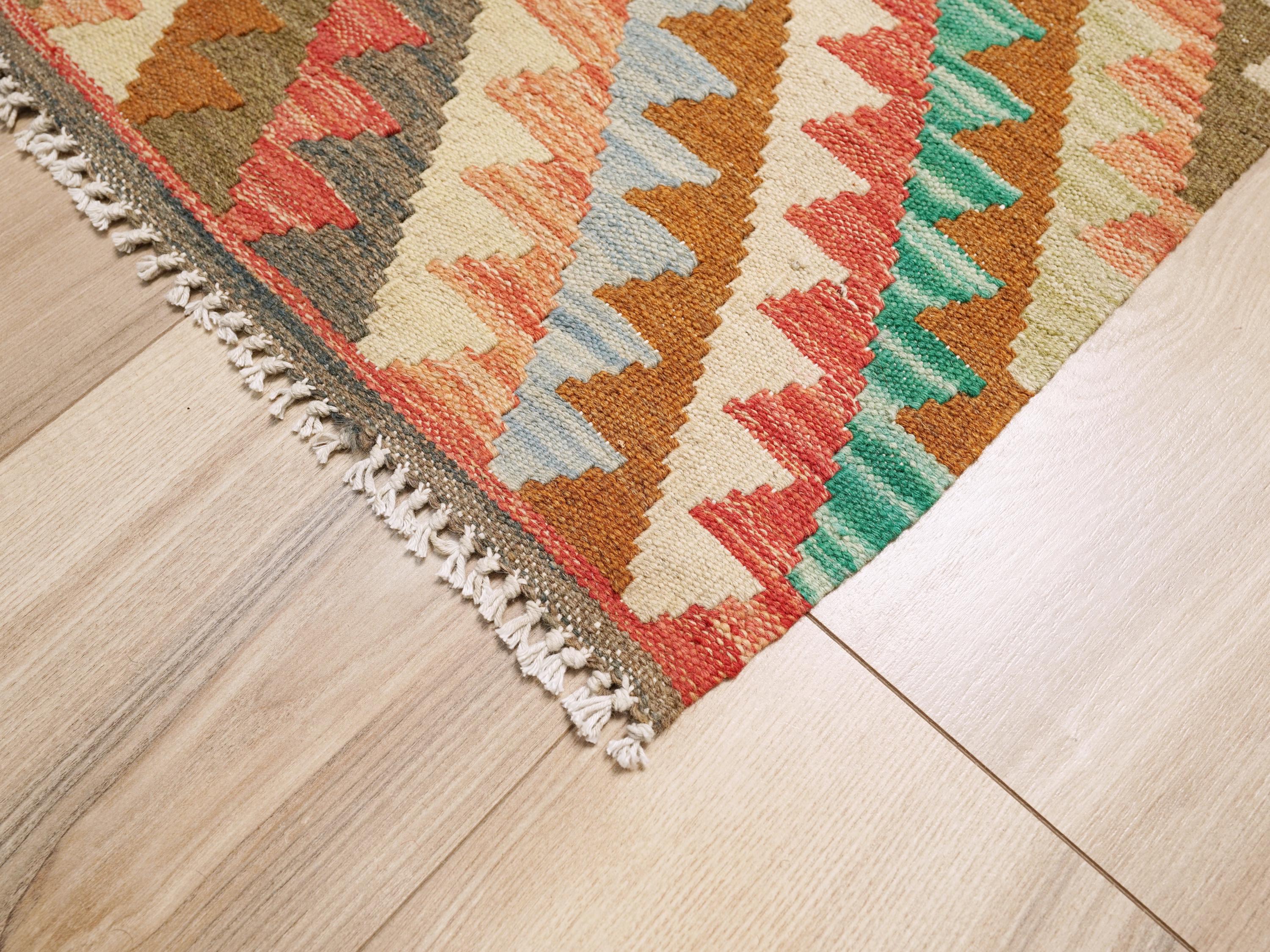 4x6 Ft Wool Kilim Rug - Flat Weave Scandinavian Rug