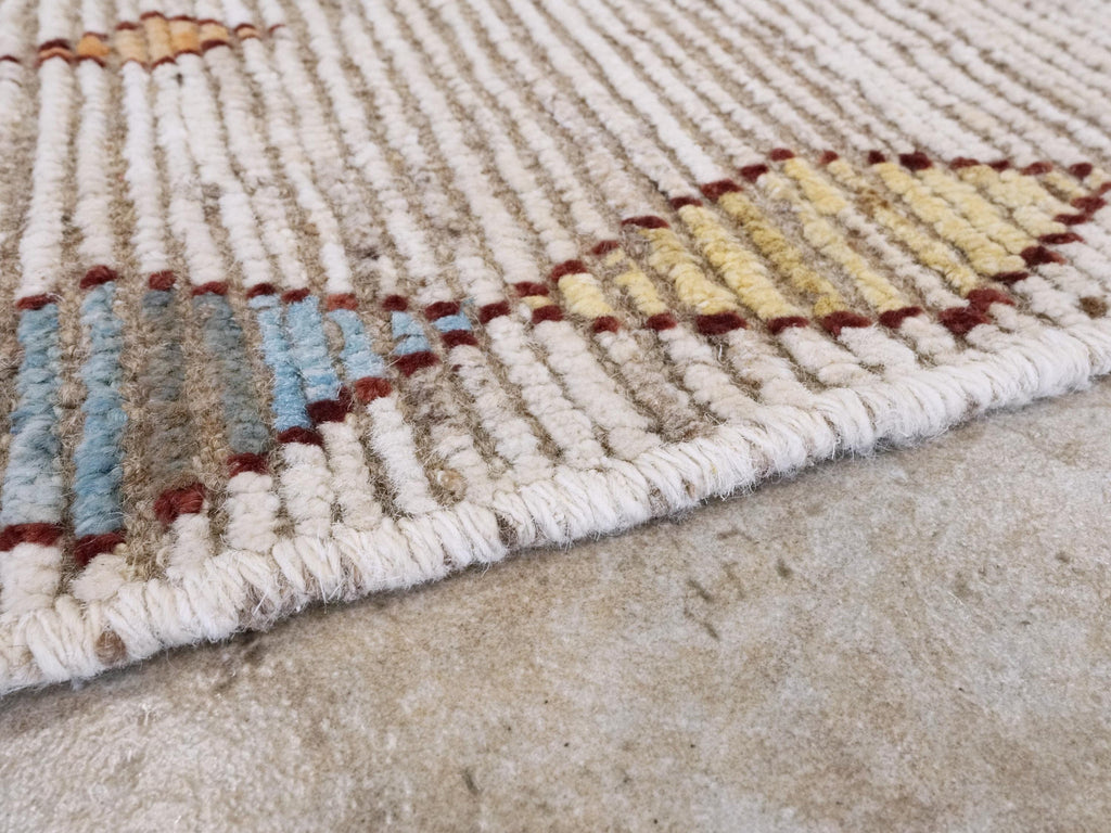 Handmade Beige Moroccan Rug: 6x9 Afghan Wool Floral Area Rug
