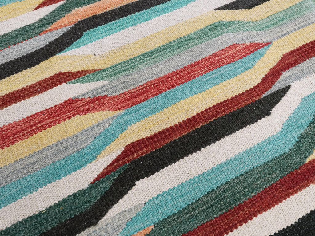 8x10 Ft Colorful Kilim Rug - Flat Weave Area Rug - Abstract Design