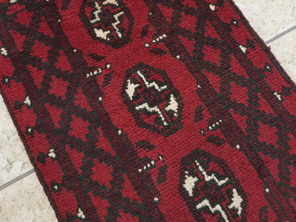 2x3 Ft Red Ersari Rug - Hand Knotted Afghan Wool Rug