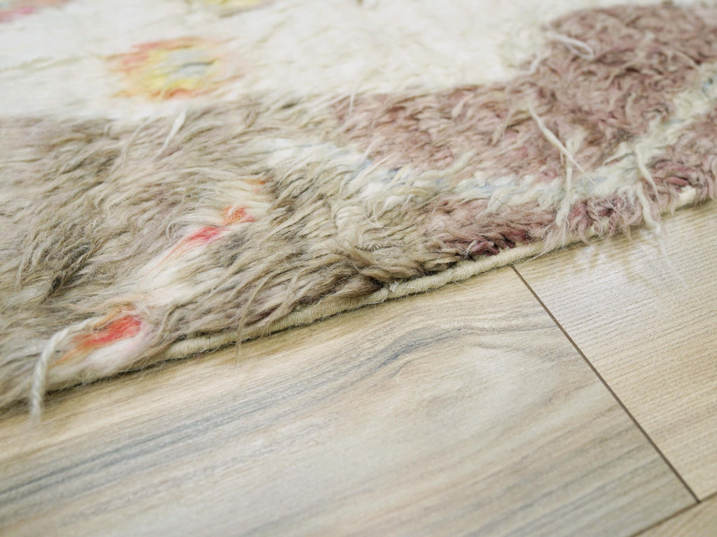 5x7 Ft Beige Moroccan Rug - Shaggy Floral Area Rug