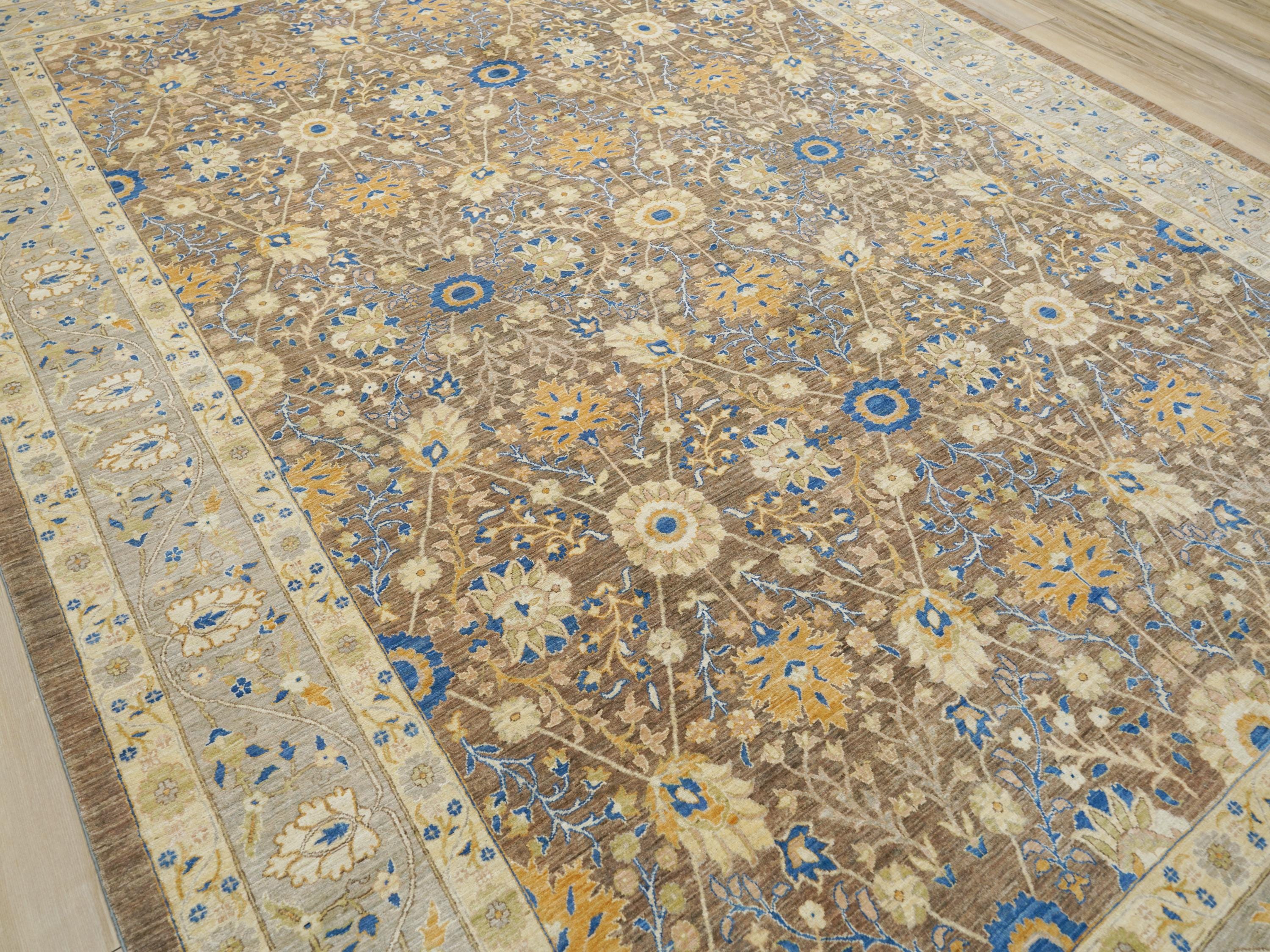 9x13 Ft Brown Bidjar Rug - Hand Knotted Oriental Area Rug - Persian Design