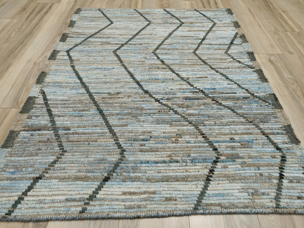 3x5 Ft Blue Moroccan Rug - Hand Knotted Area Rug