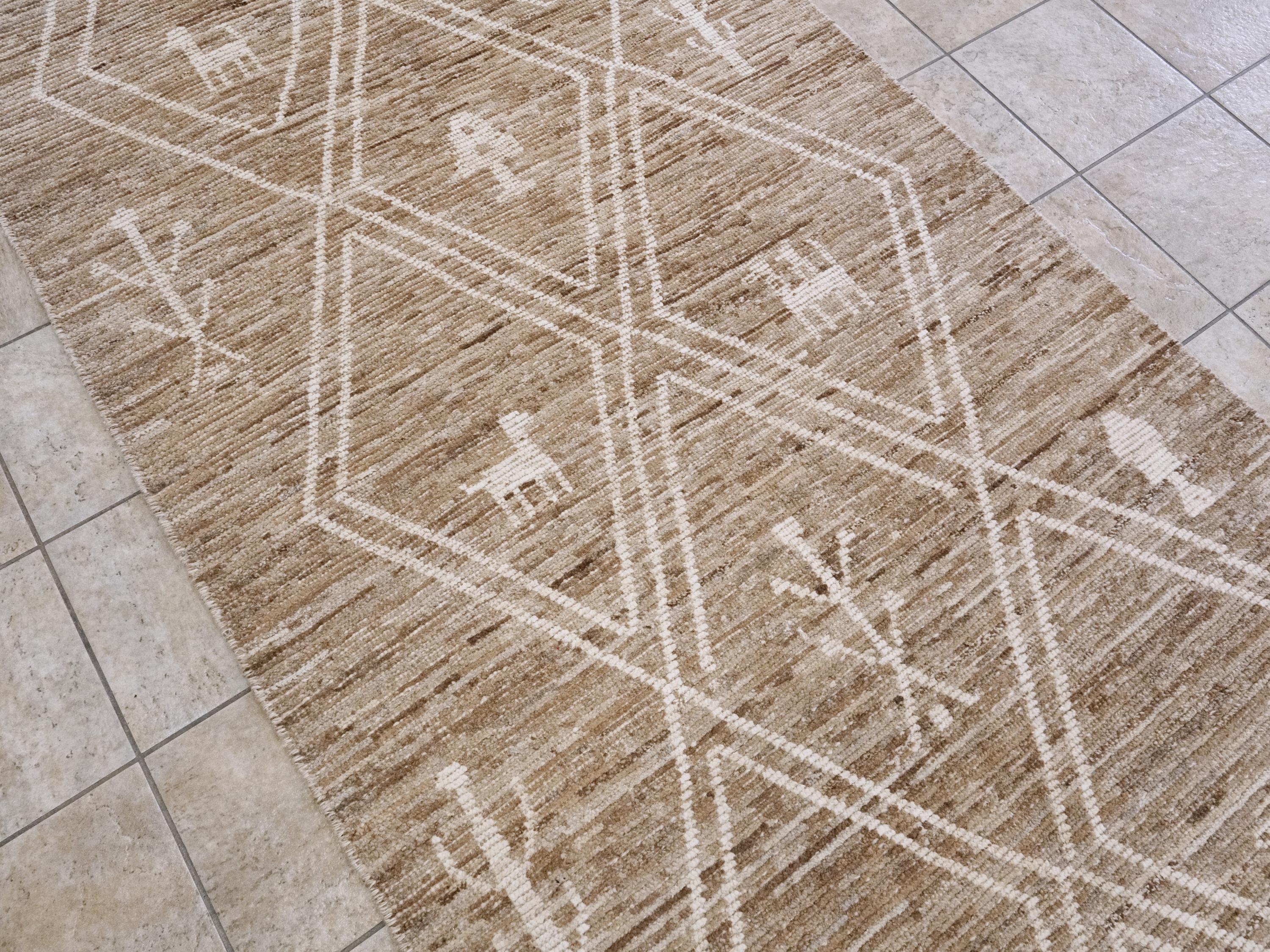 16 Ft Brown Moroccan Runner Rug - Afghan Wide Hallway Rug