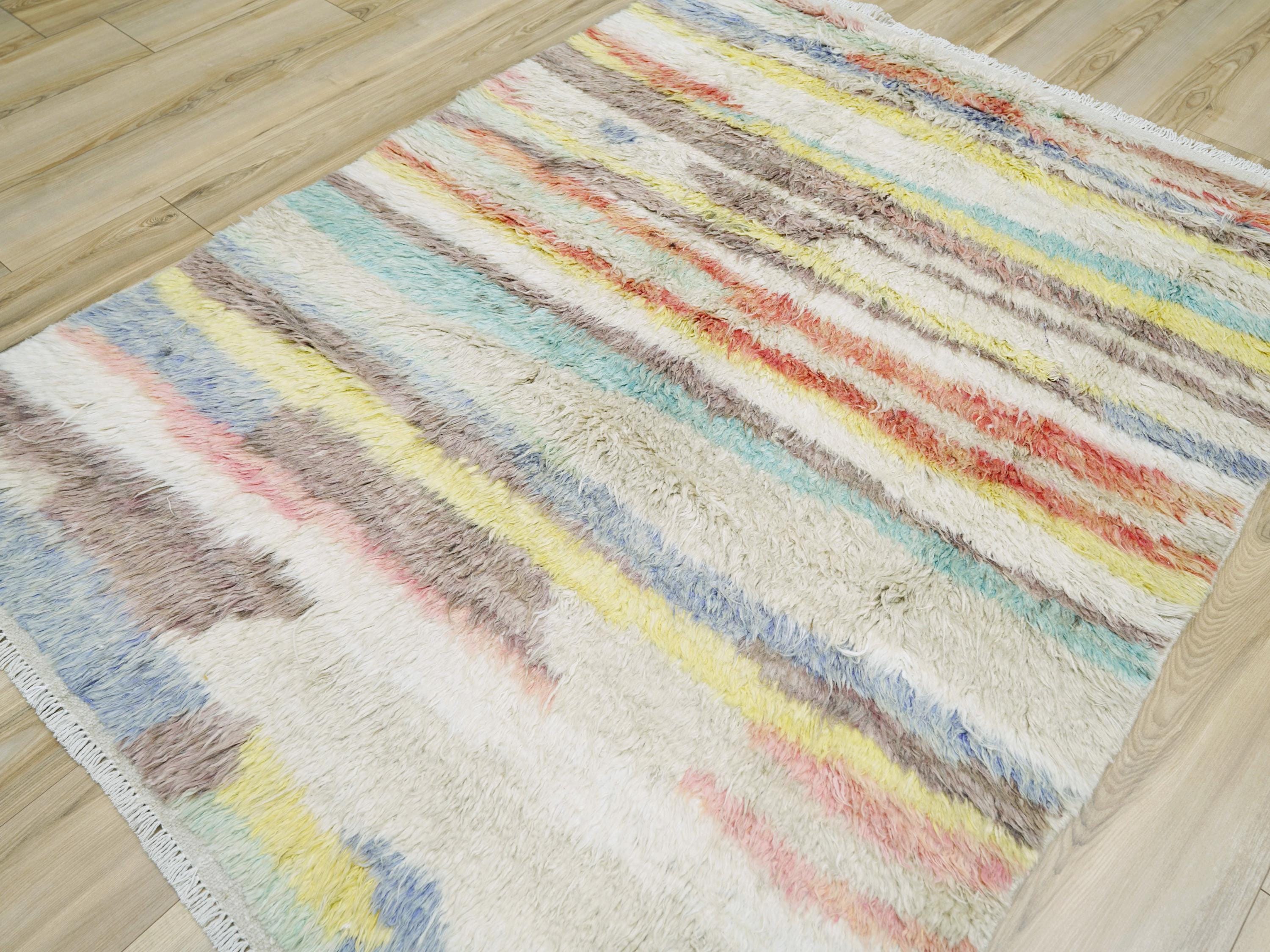 5x6 Multicolor Moroccan Rug - Hand Knotted Wool Area Rug