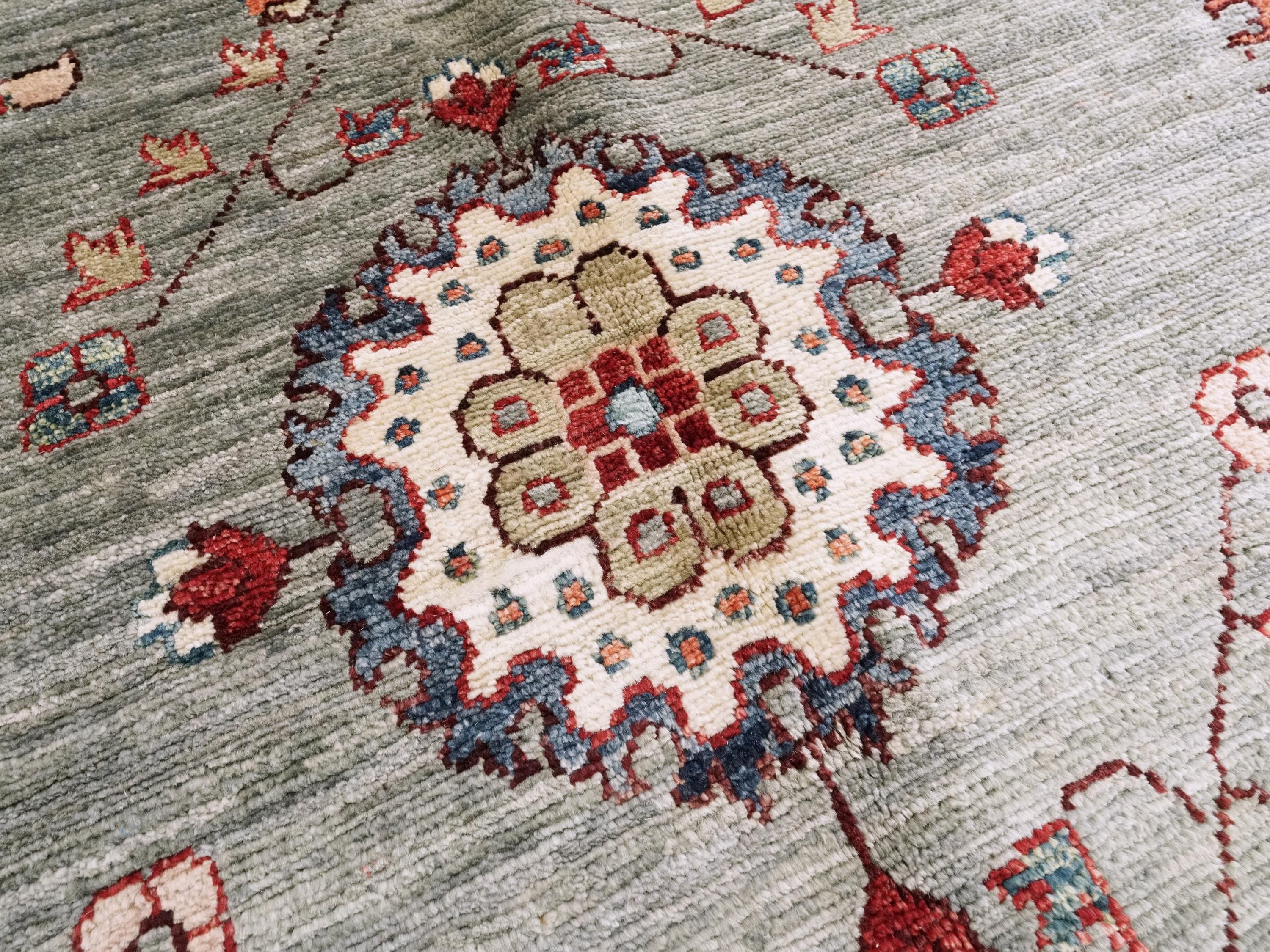 9x12 Ft Gray Serapi Rug - Hand Knotted Afghan Oriental Rug