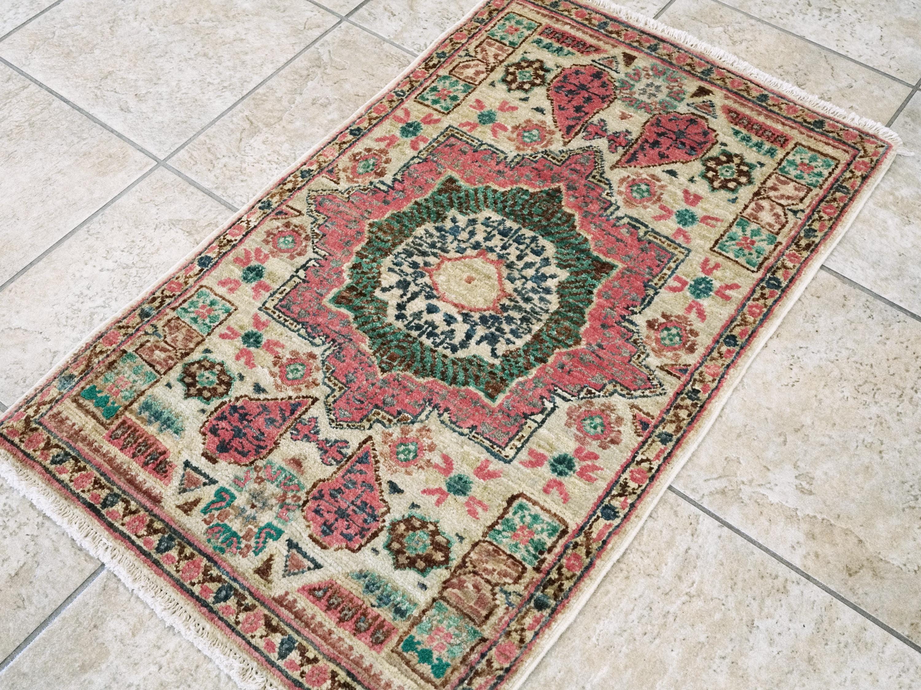 2x3 Ft Pink & Beige Mamluk Rug - Oriental Accent Rug